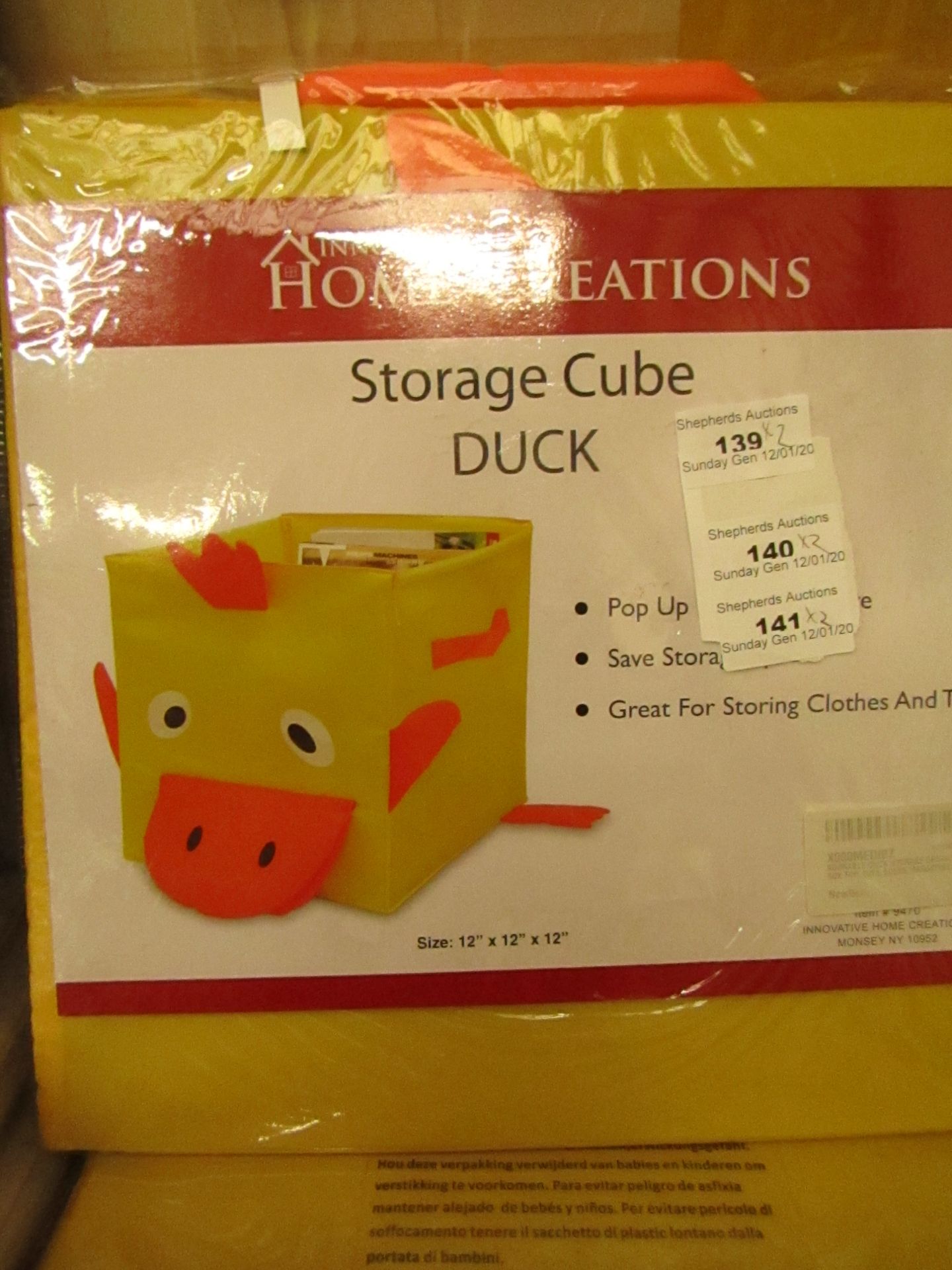 2 x Duck design Storage Cubes.new & packaged. RRP £3.99 each