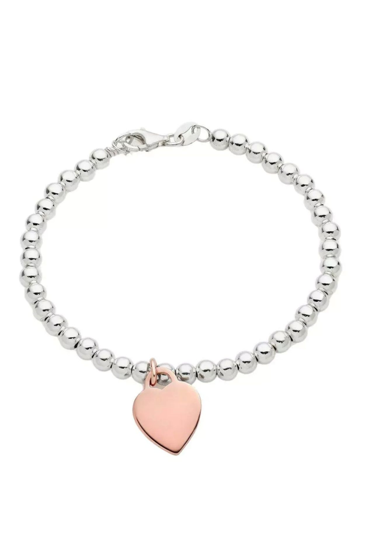925 Silver Bracelet with Rose gold plated Heart pendant, new, RRP £65 at Beaverbrooks.