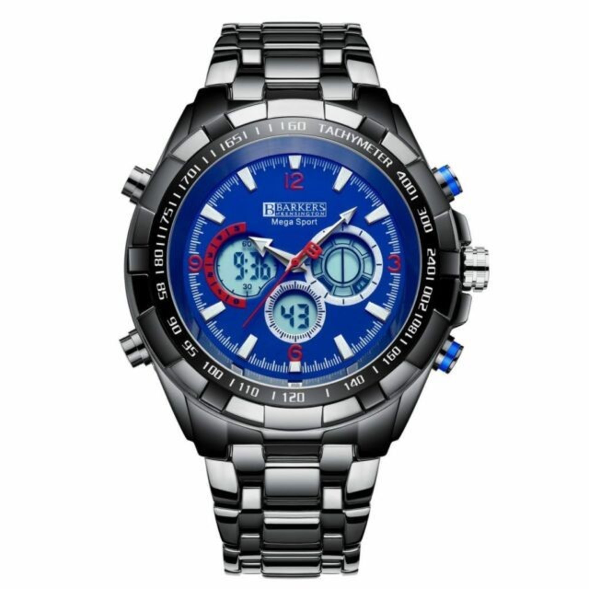 Barkers of Kensington Blue Mega Sports watch, New & boxed with a 5 year warranty included