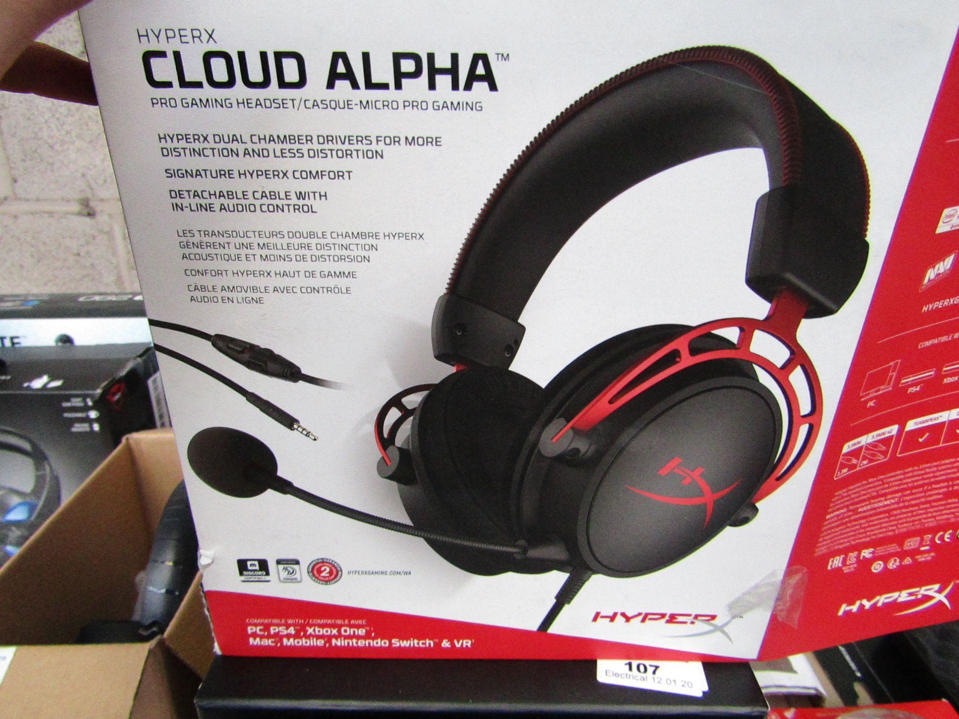 HYPER X - Cloud alpha gaming headset - Untested and boxed.