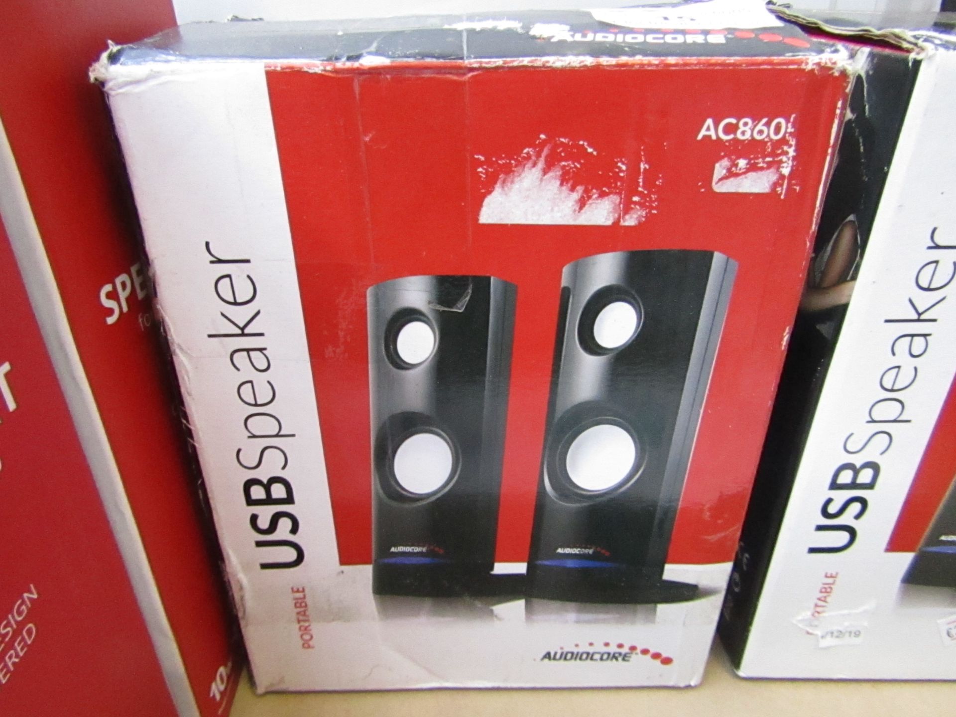 Audiocore - Portable USB Speakers - Unchecked and boxed.