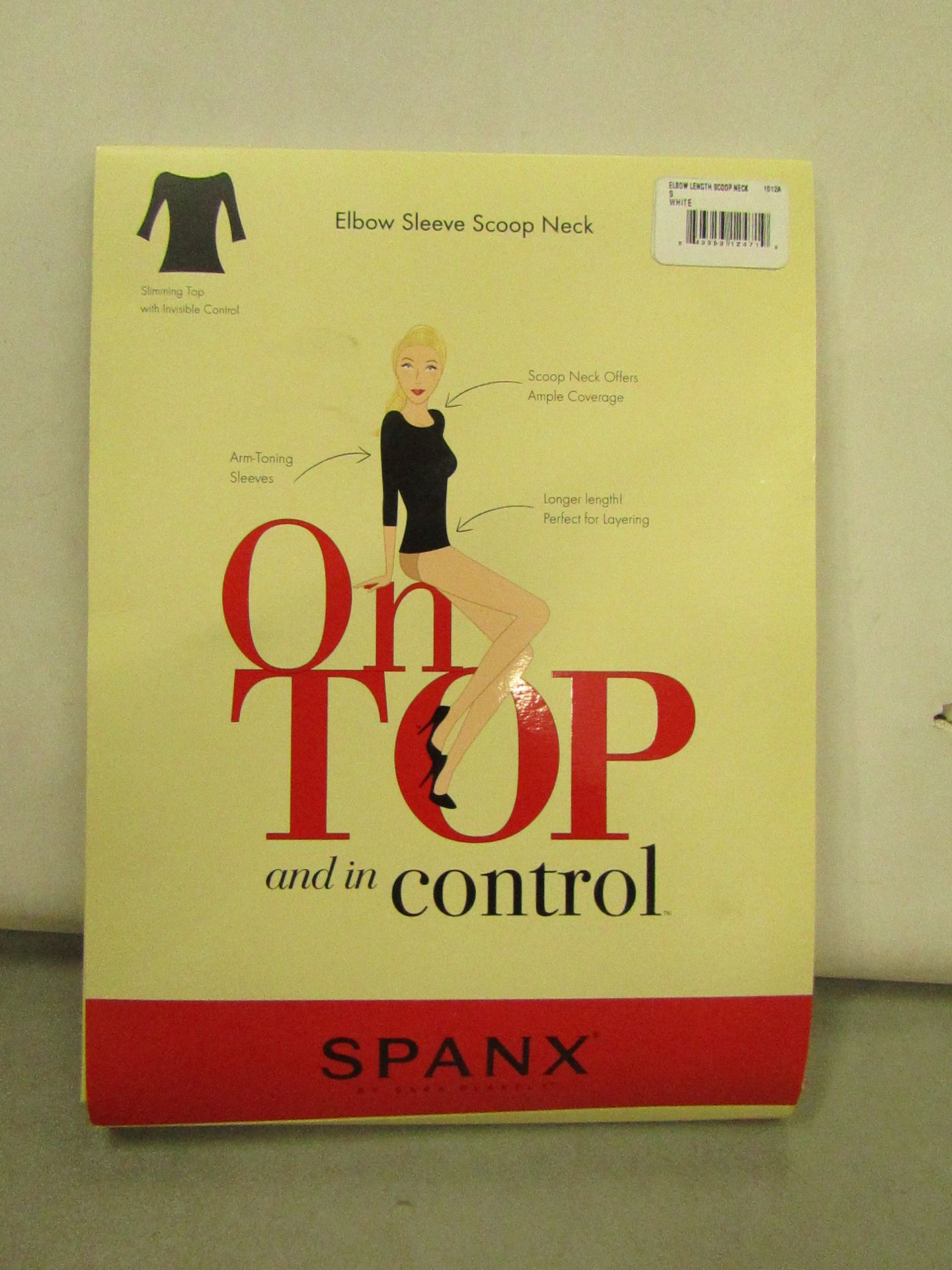 Spanx On Top Control Classic Elbow Sleeve  White Top size S (10 ) RRP £25 on ebay new with tag &