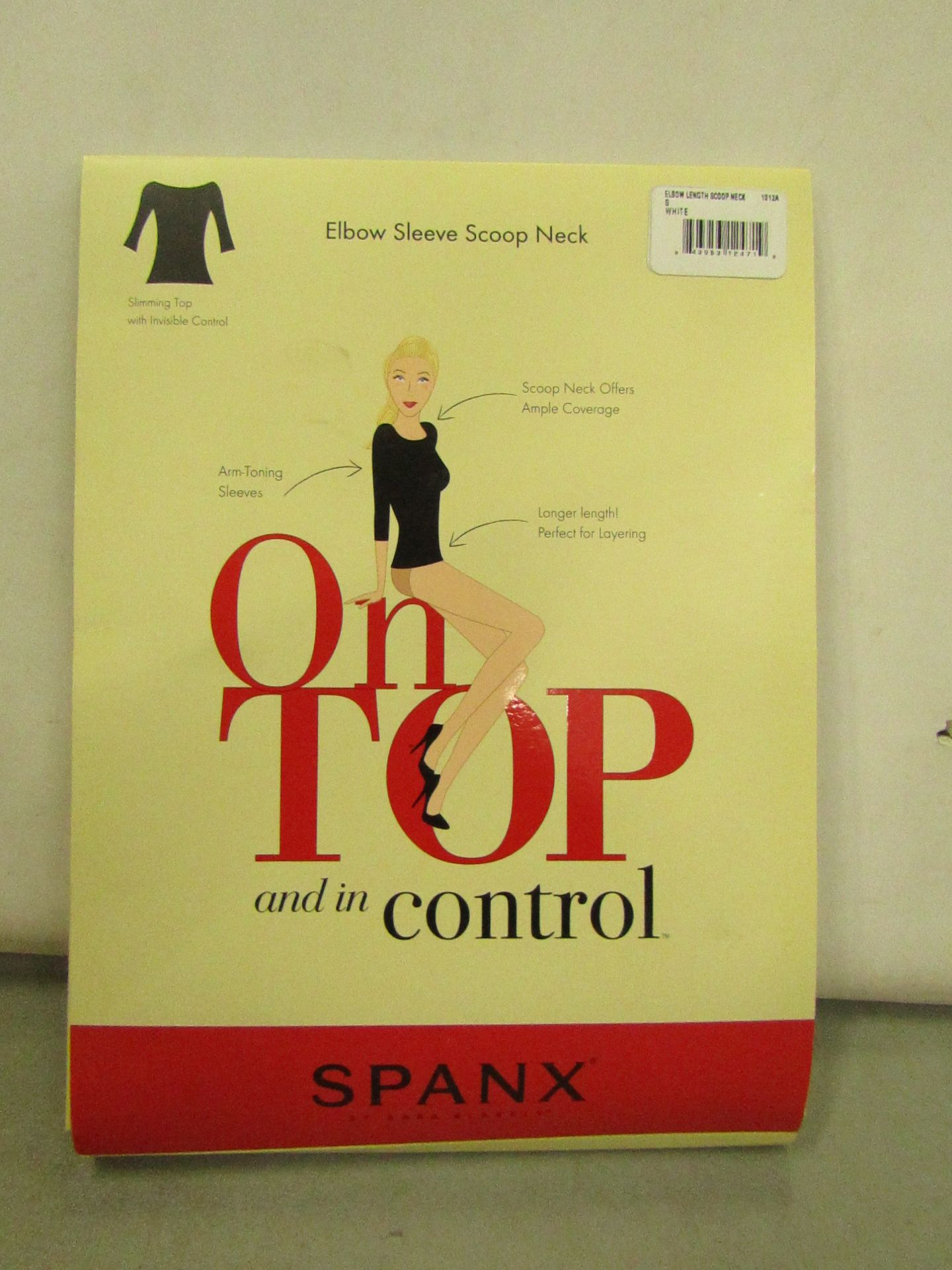 Spanx On Top Control Classic Elbow Sleeve  White Top size S (10 ) RRP £25 on ebay new with tag &