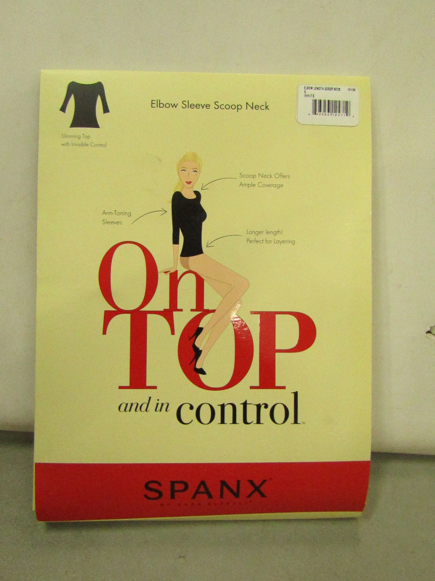 Spanx On Top Control Classic Elbow Sleeve  White Top size S (10 ) RRP £25 on ebay new with tag &