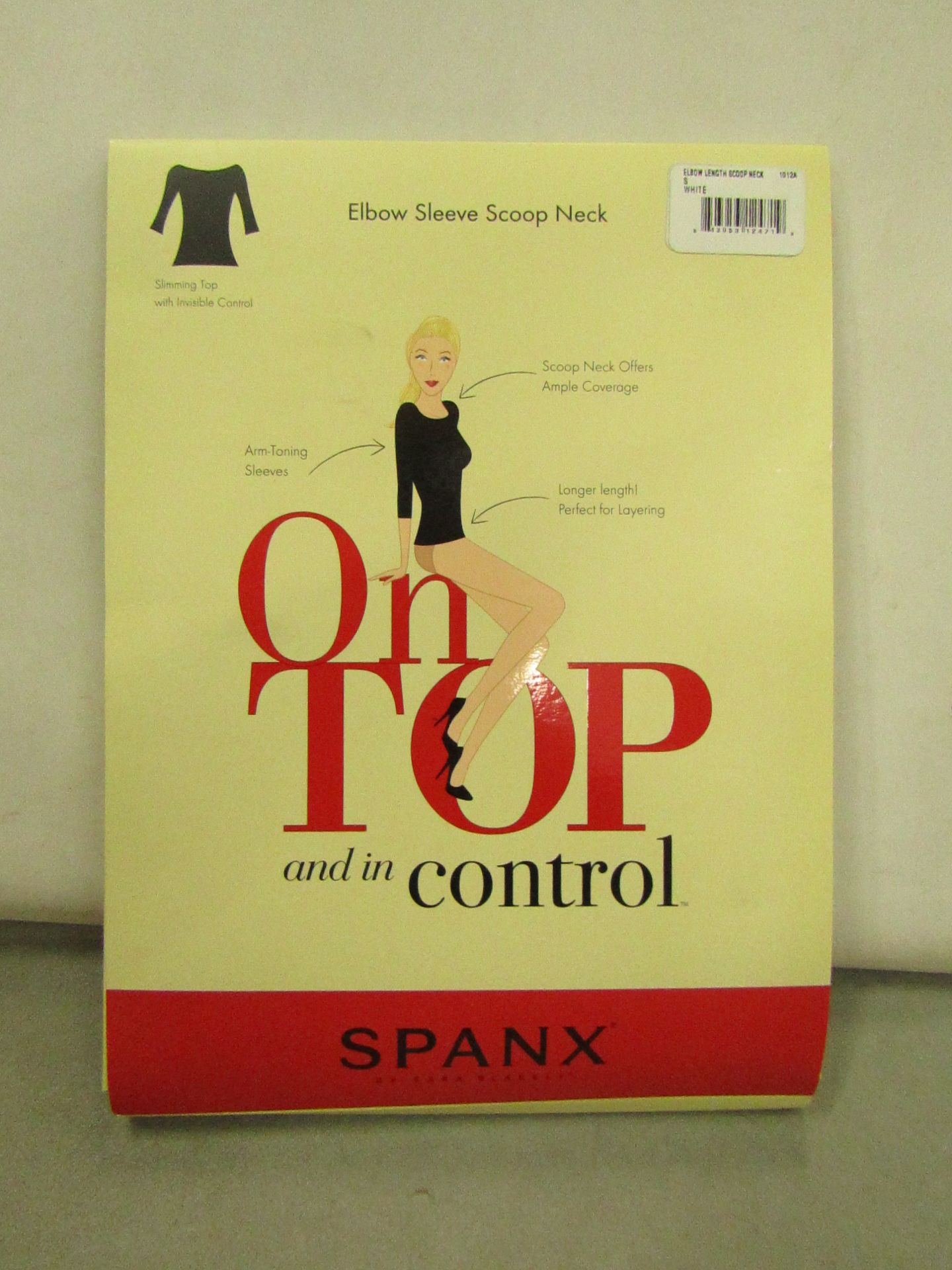 Spanx On Top Control Classic Elbow Sleeve  White Top size S (10 ) RRP £25 on ebay new with tag &