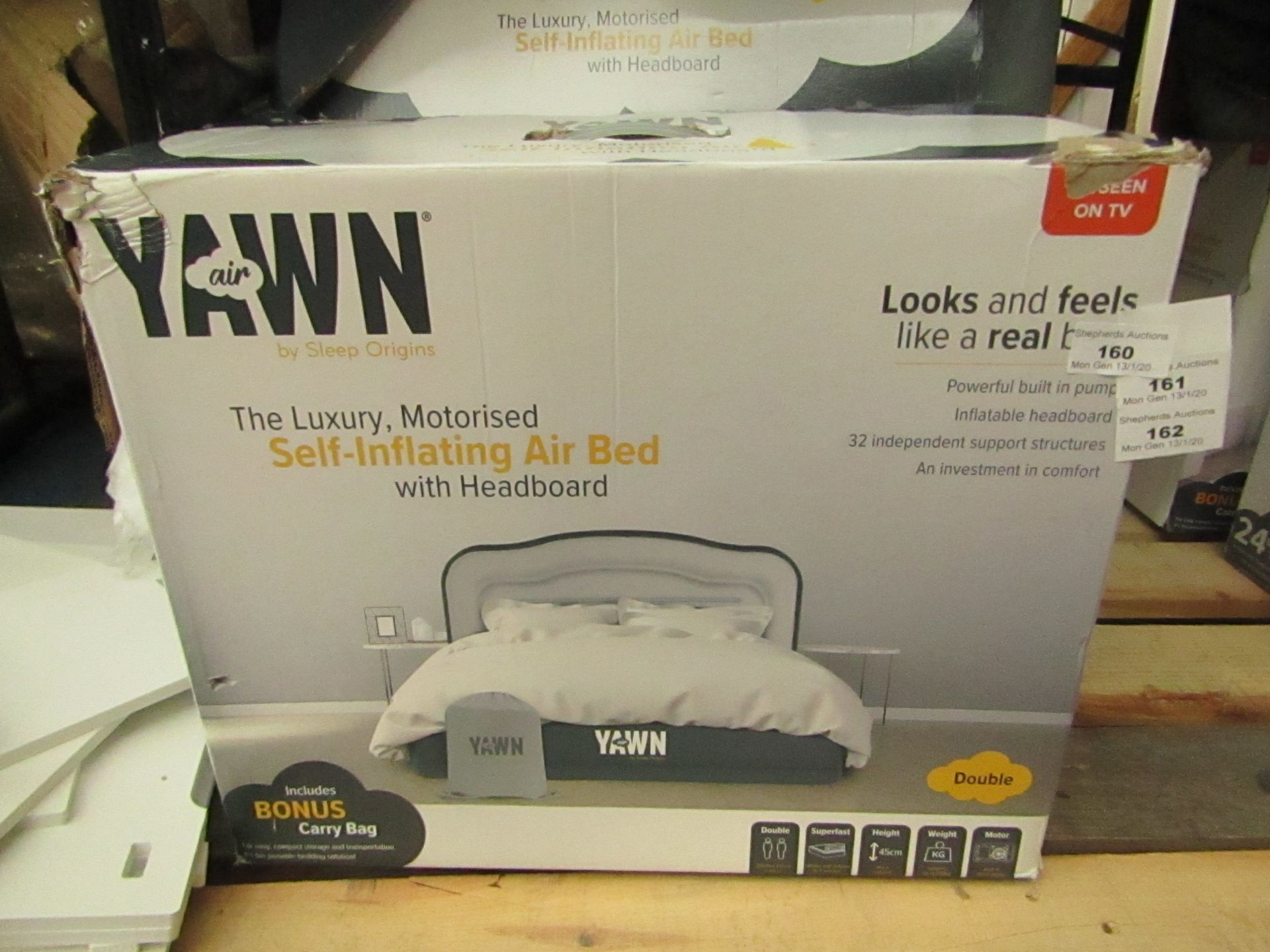 | 1x | yawn air bed/double | unchecked and boxed | no online re-sale | SKU C5060541515666 | RRP £