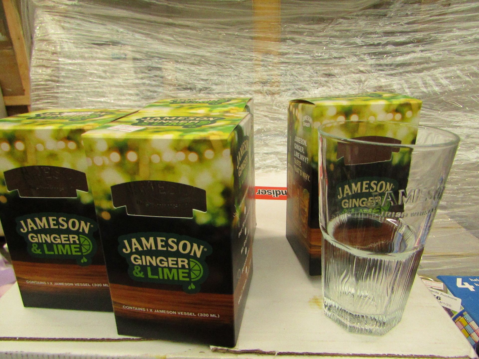 6X Jameson glass vessel (330ml) - Boxed.