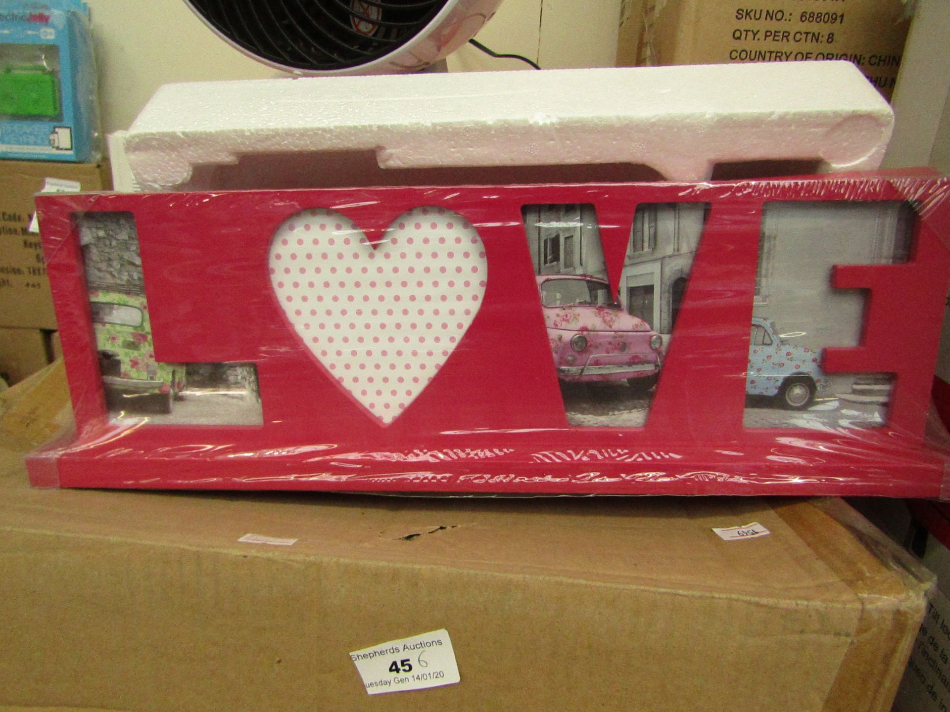 6X Pink 'LOVE' Picture frames - new and packaged - see image.