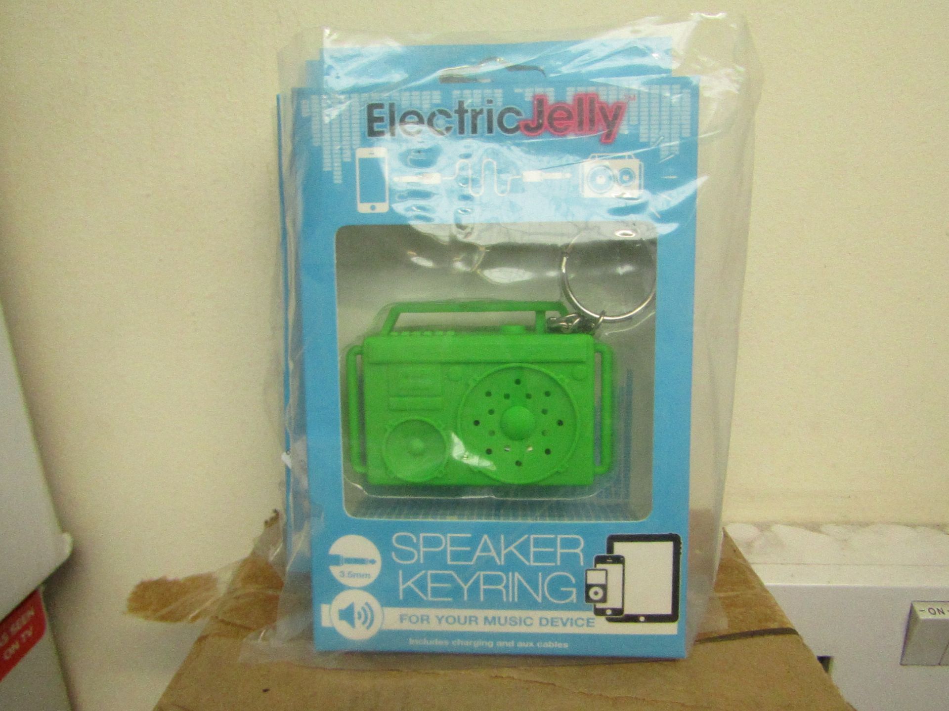 6 x Electric Jelly Speaker Keyrings. New & Packaged