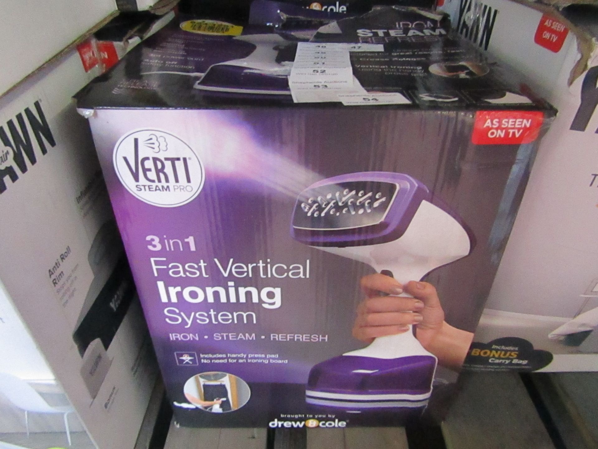 | 1x | verti steam pro | unchecked and boxed | no online re-sale | SKU C5060541510357 | RRP £39.99 |