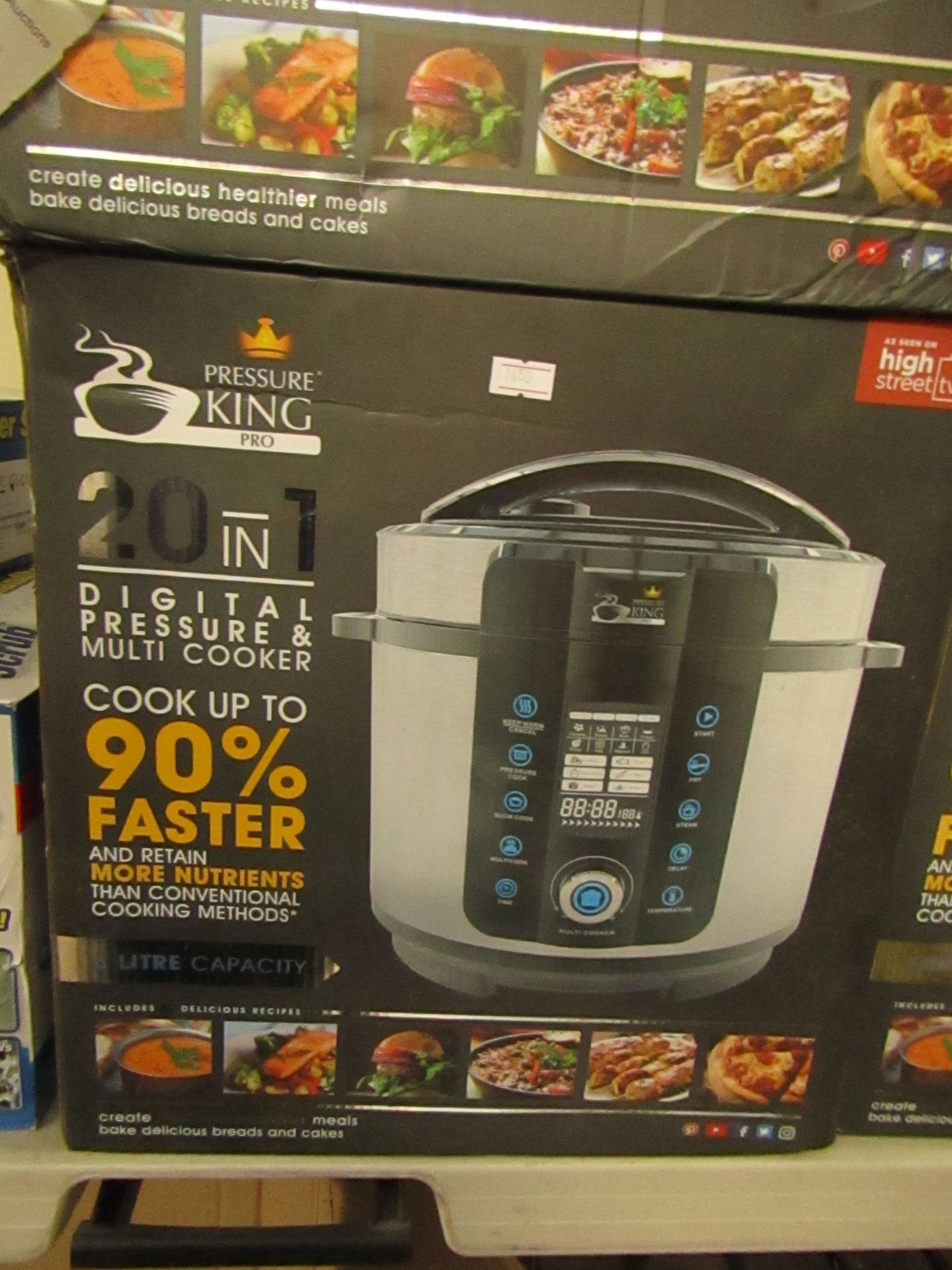 Pressure King Pro 20 in 1 Multi Cooker. 6L. Boxed but unchecked.RRP £99.99