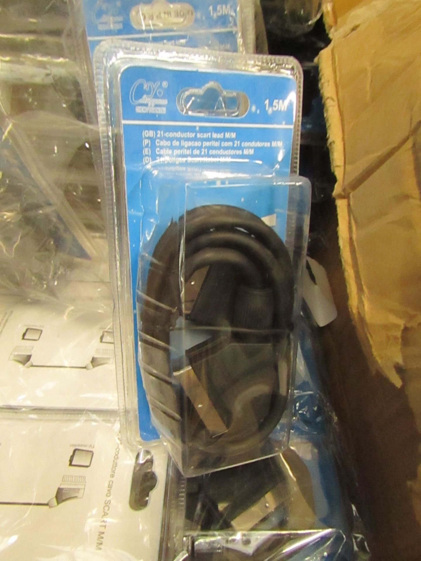 Approx 60 x 1.5m Scart Leads. New & packaged