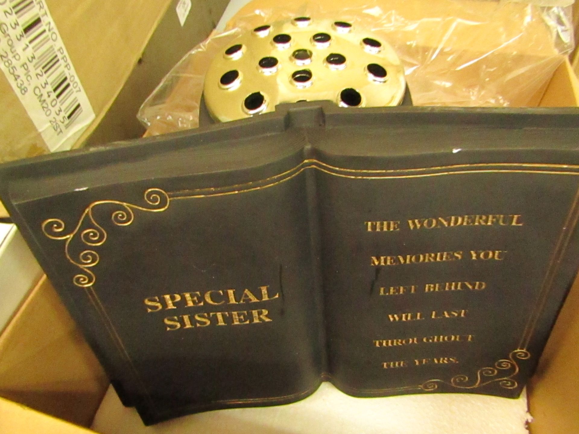 6 x 'Special Sister' Memorial Plaques with Flower holders. Boxed