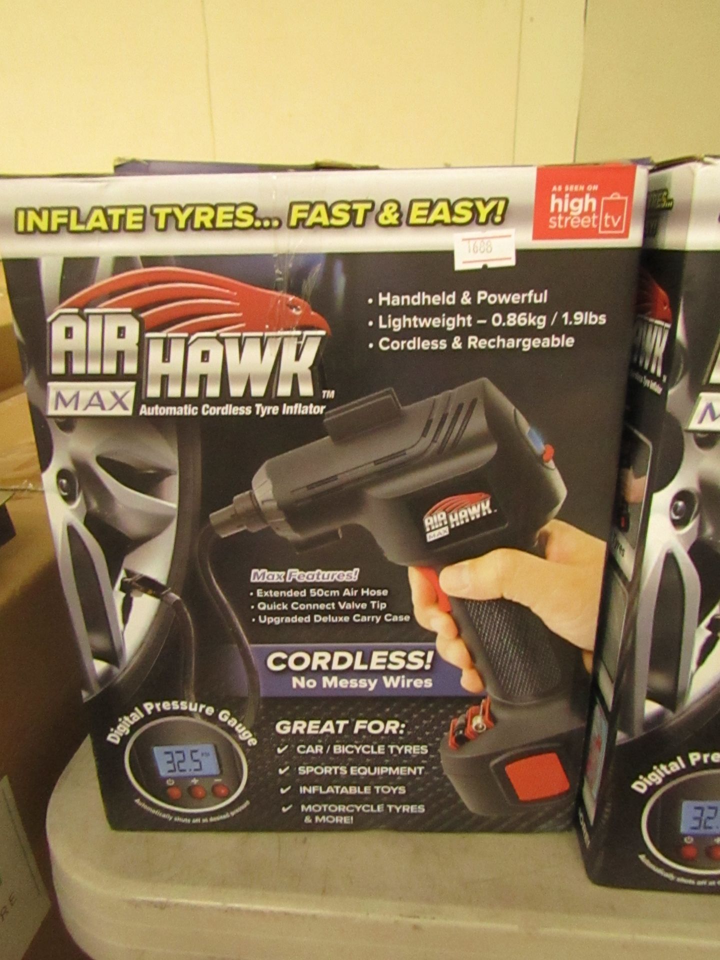 | 1x | Air Hawk Pro Cordless hand held compressor | tested working and boxed | no online re-sale |