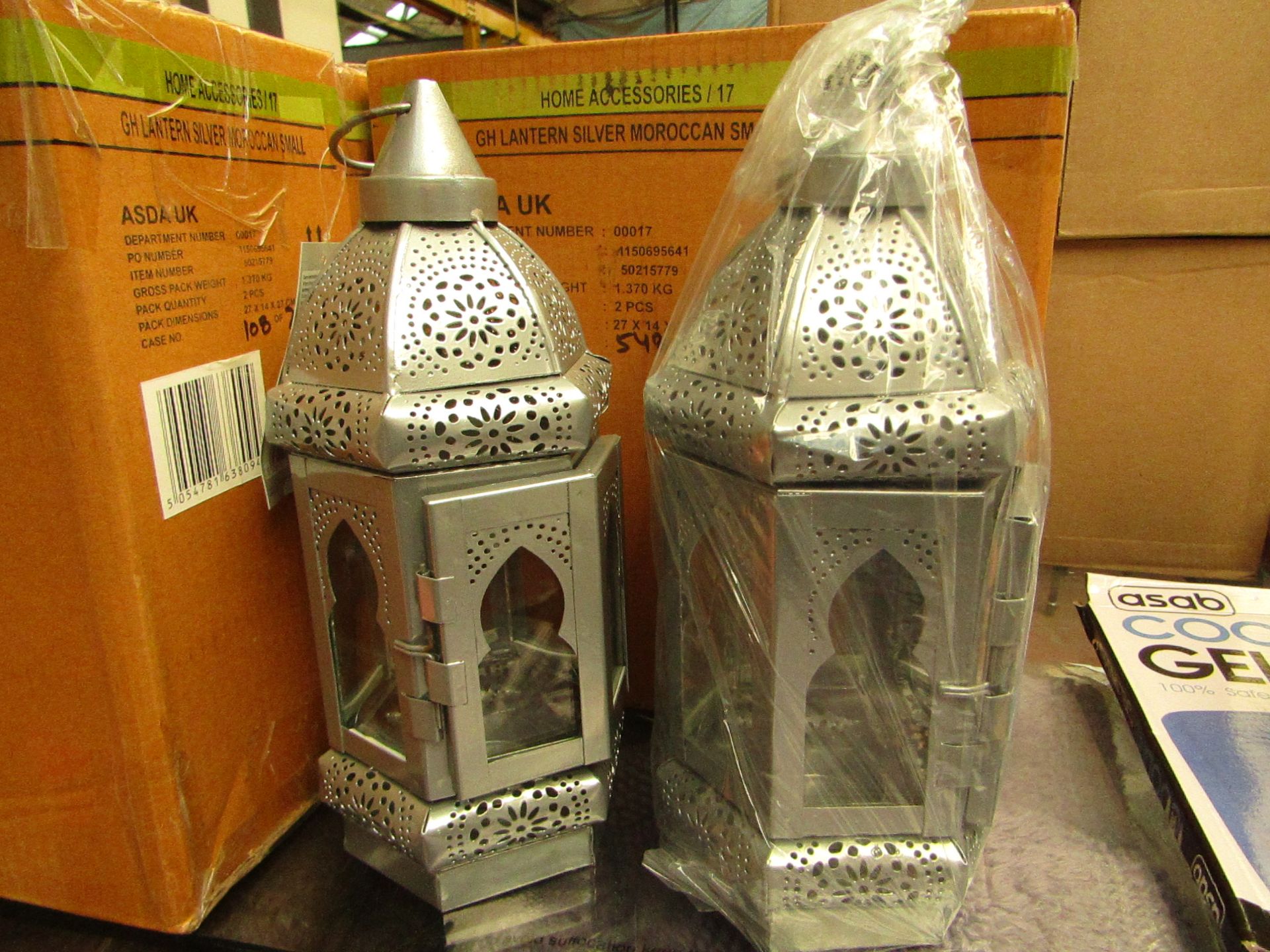 2 x GH Silver Moroccan style Lanterns. Boxed