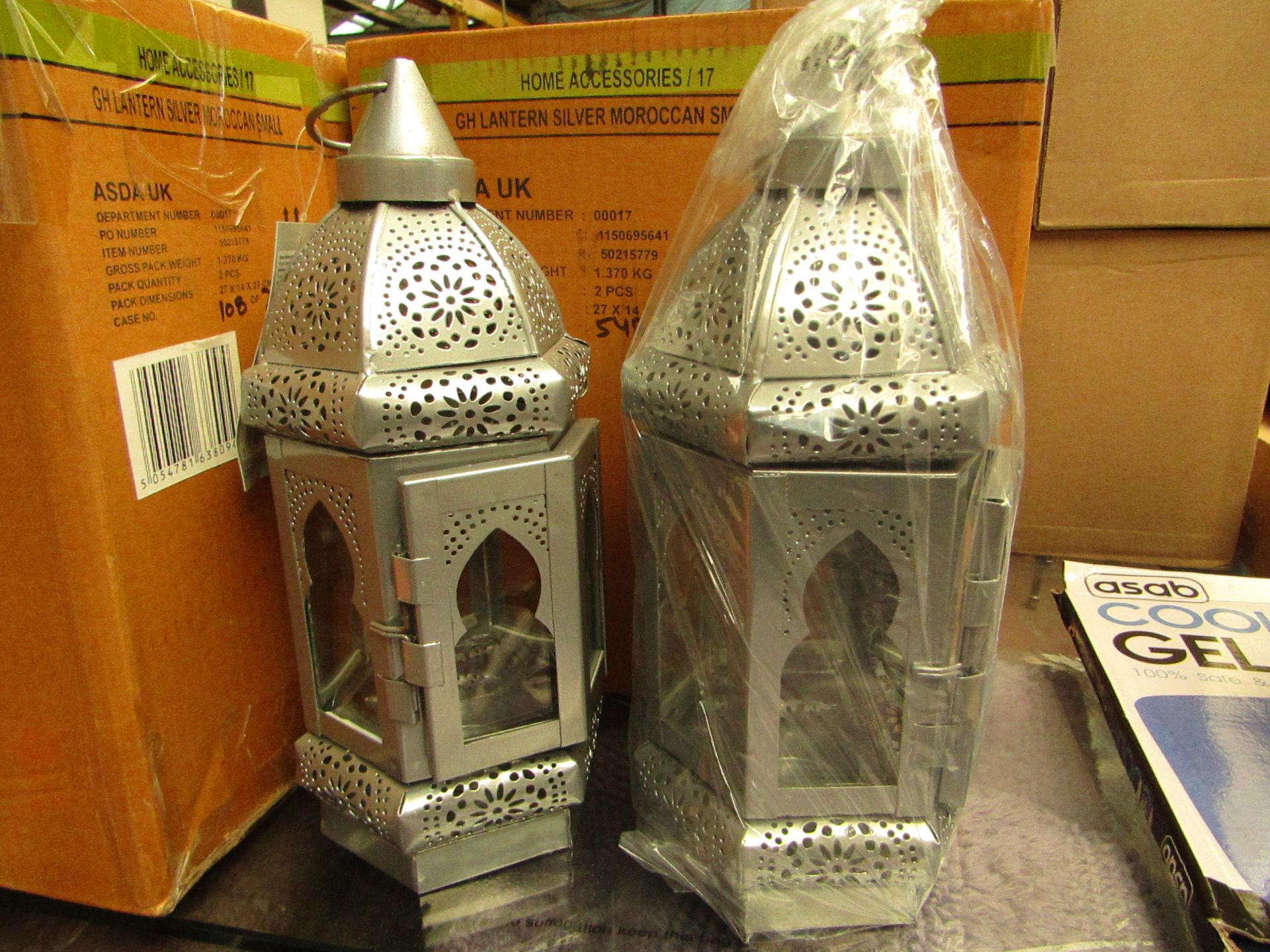 2 x GH Silver Moroccan style Lanterns. Boxed