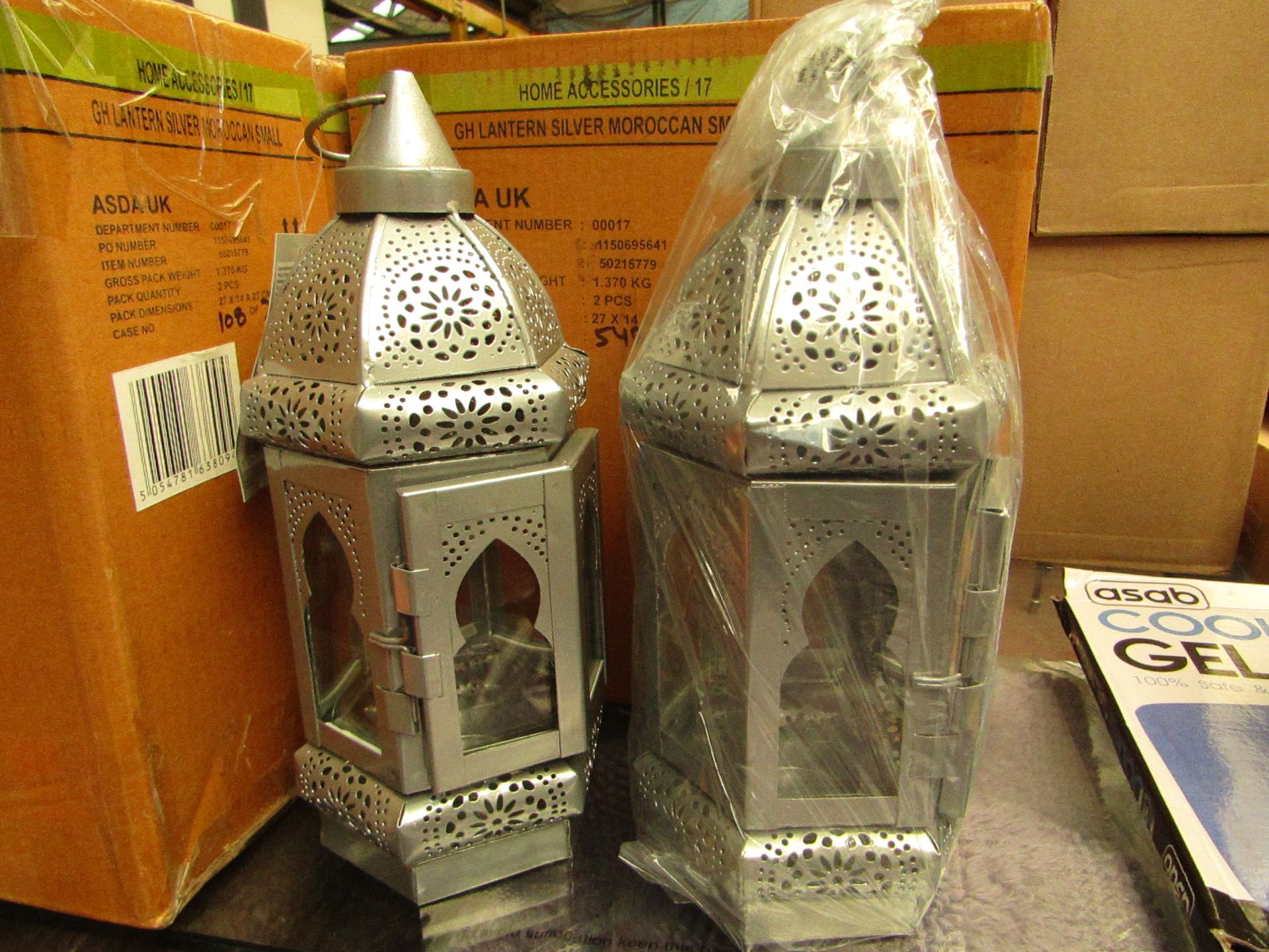 2 x GH Silver Moroccan style Lanterns. Boxed
