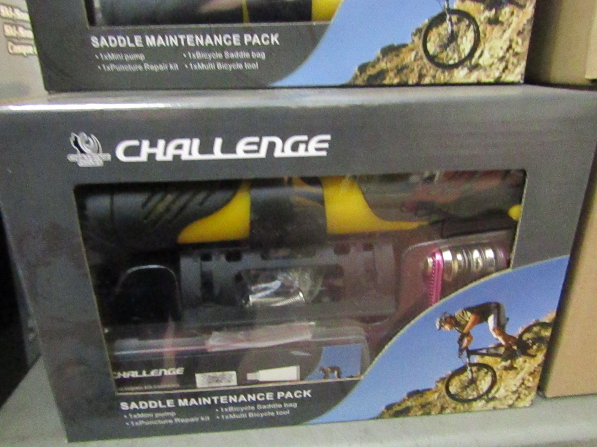 Challenge Bike Maintenance Pack. Includes pump, multitool, repair kit & Bag. Boxed
