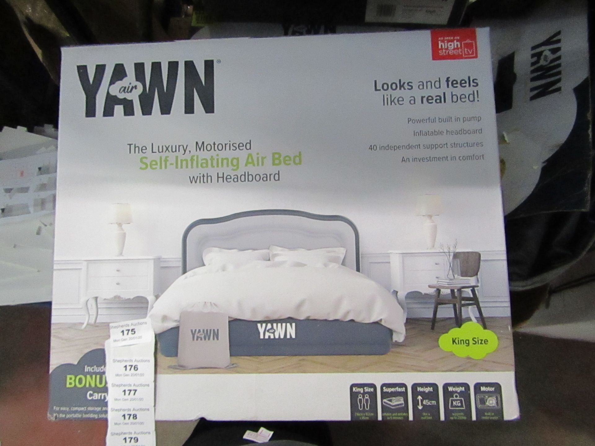 | 1x | YAWN AIRBED/KINGSIZE | UNCHECKED & BOXED | NO ONLINE RE-SALE | SKU C5060541511538 | RRP £69.