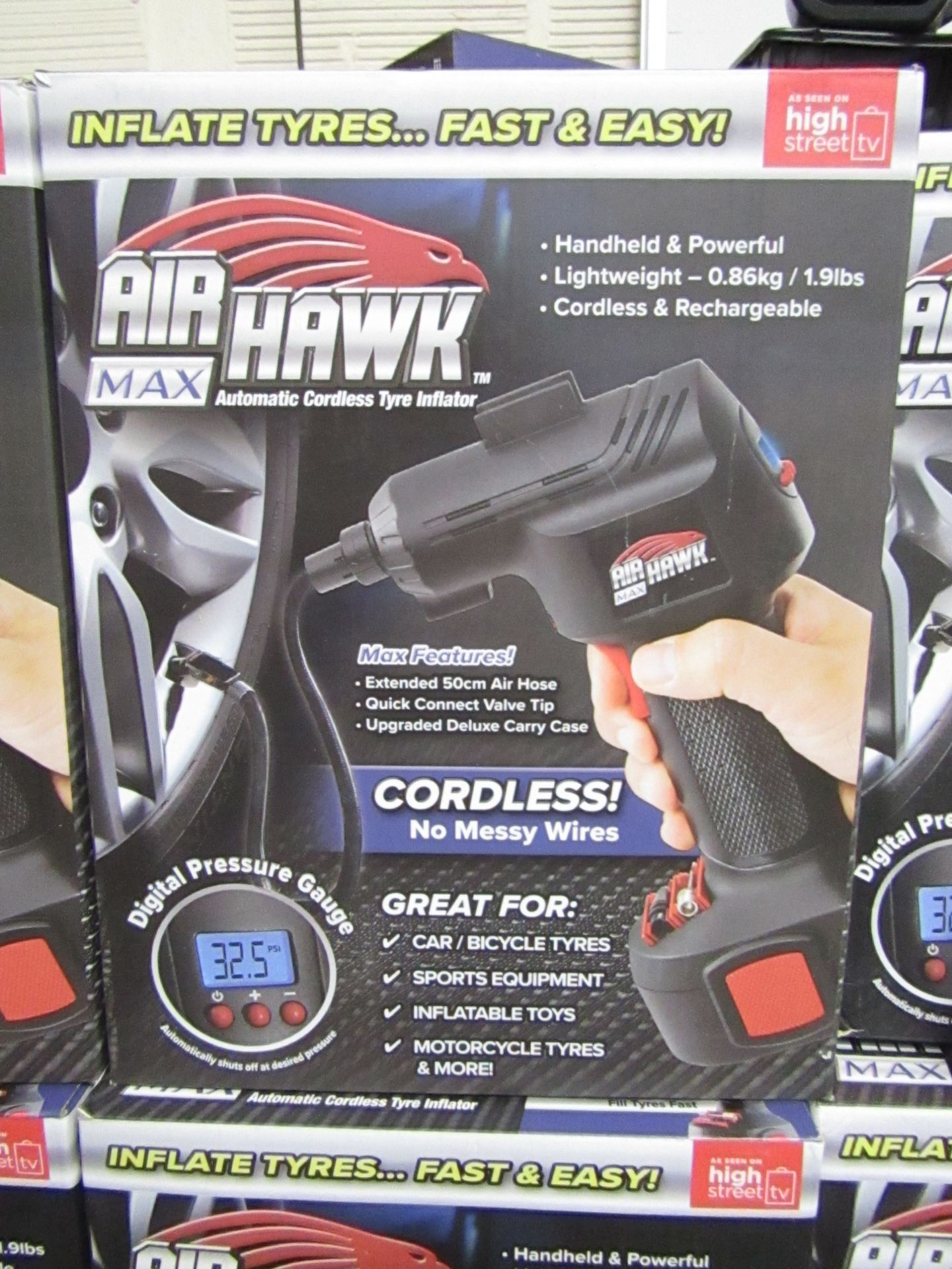 | 1x | AIR HAWK PRO CORDLESS HANDHELD COMPRESSOR | UNCHECKED & BOXED | NO ONLINE RE-SALE | SKU