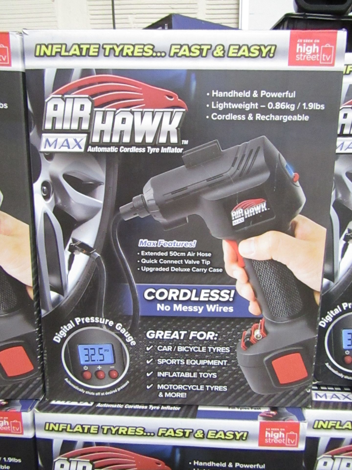 | 1x | AIR HAWK PRO CORDLESS HANDHELD COMPRESSOR | UNCHECKED & BOXED | NO ONLINE RE-SALE | SKU