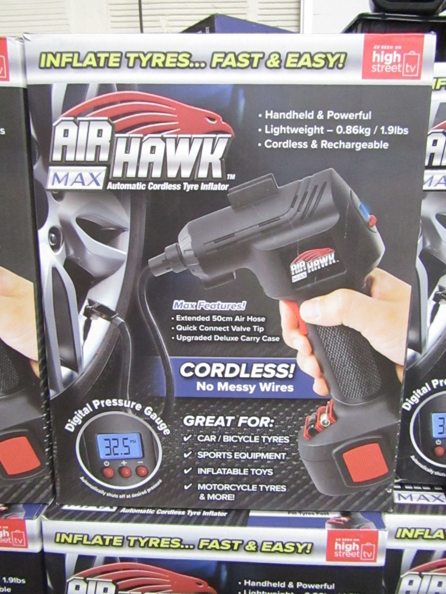 | 1x | AIR HAWK PRO CORDLESS HANDHELD COMPRESSOR | UNCHECKED & BOXED | NO ONLINE RE-SALE | SKU