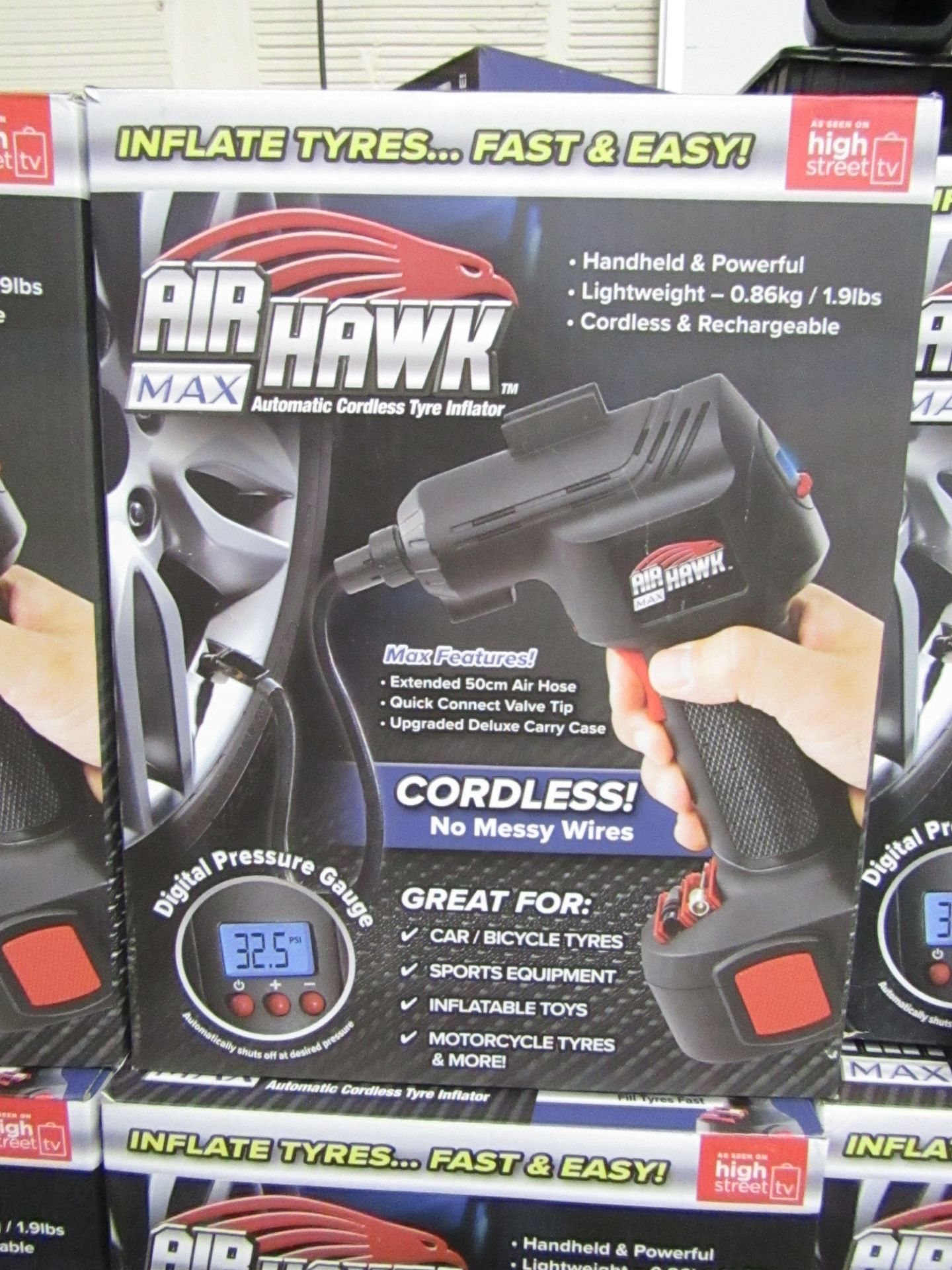 | 1x | AIR HAWK PRO CORDLESS HANDHELD COMPRESSOR | UNCHECKED & BOXED | NO ONLINE RE-SALE | SKU