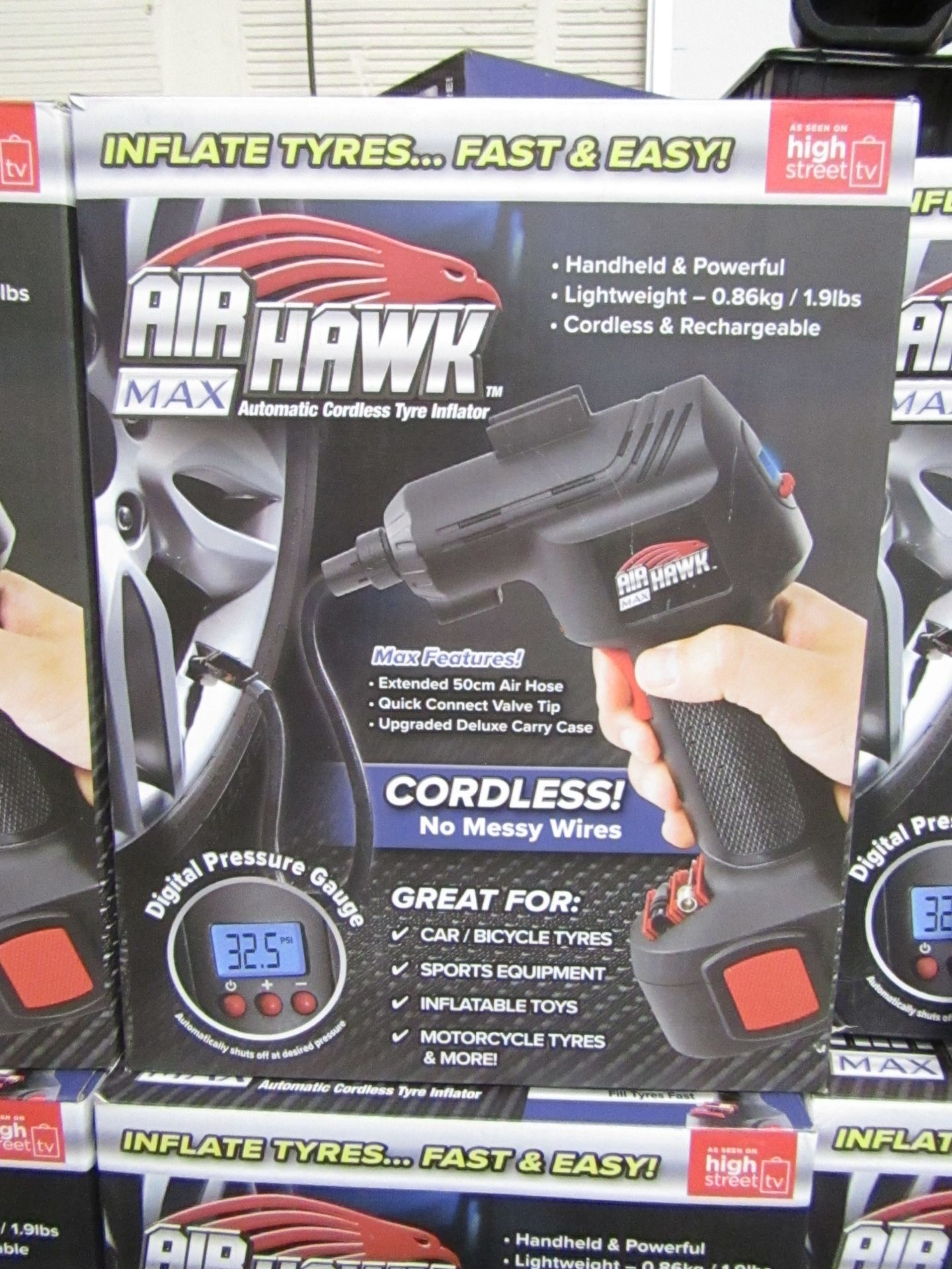 | 1x | AIR HAWK PRO CORDLESS HANDHELD COMPRESSOR | UNCHECKED & BOXED | NO ONLINE RE-SALE | SKU