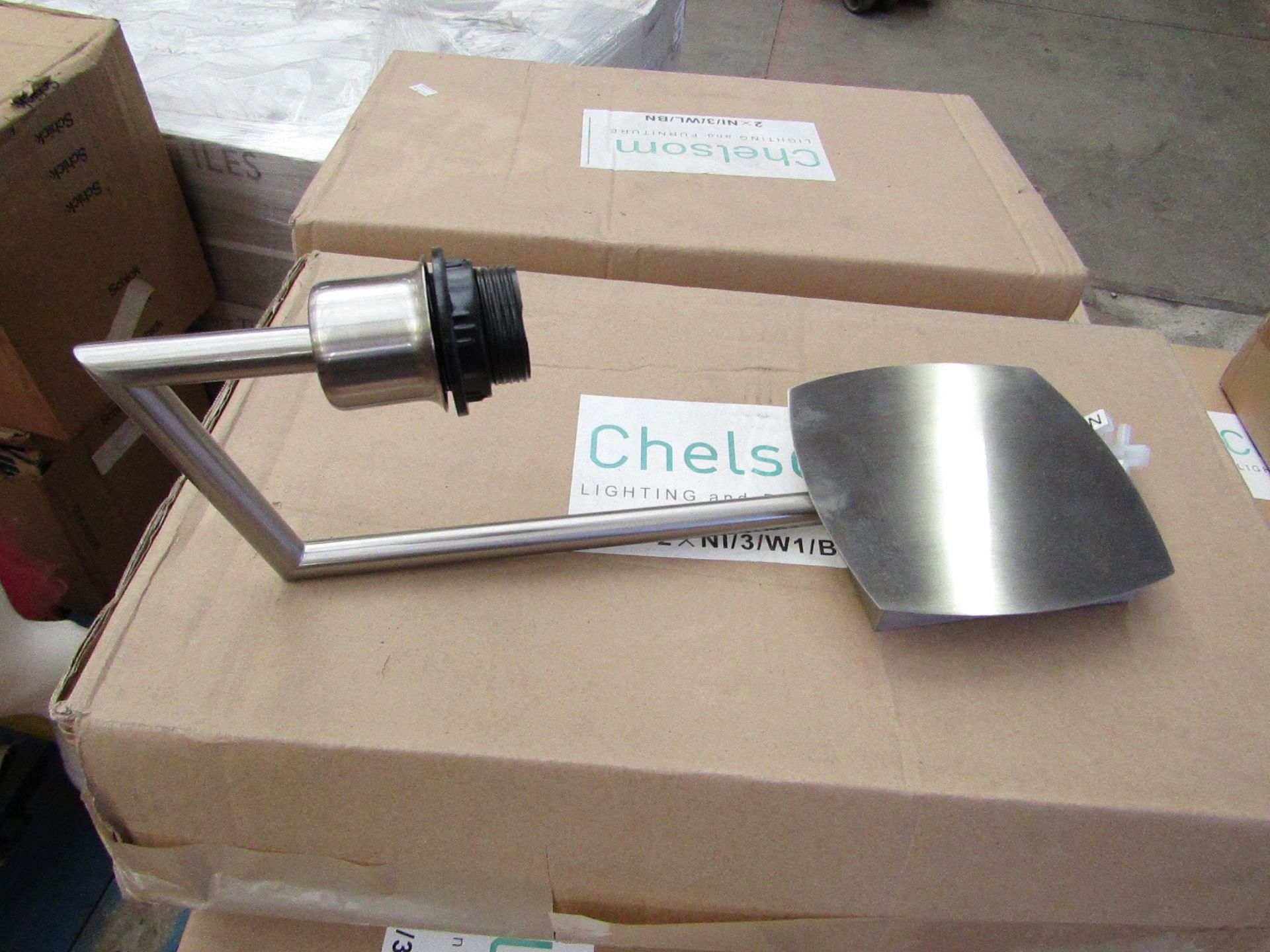 2 x Chelsom Chrome Wall Lights. New & Boxed