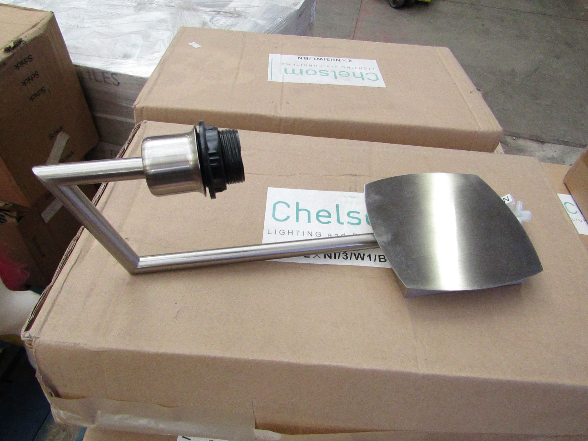 2 x Chelsom Chrome Wall Lights. New & Boxed