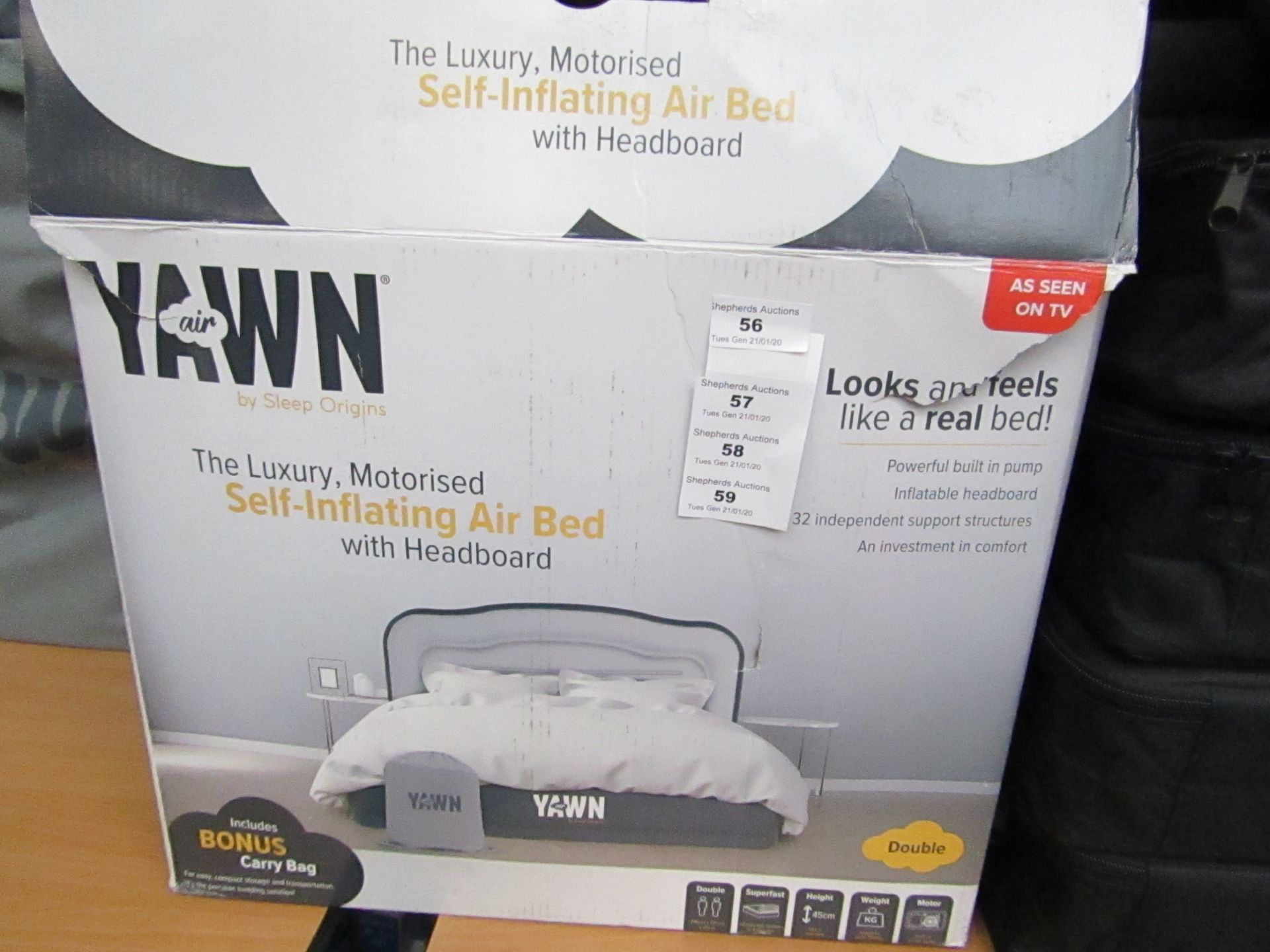 | 1x | YAWN AIRBED/DOUBLE | UNCHECKED & BOXED | NO ONLINE RE-SALE | SKU C5060541511538 | RRP £69.