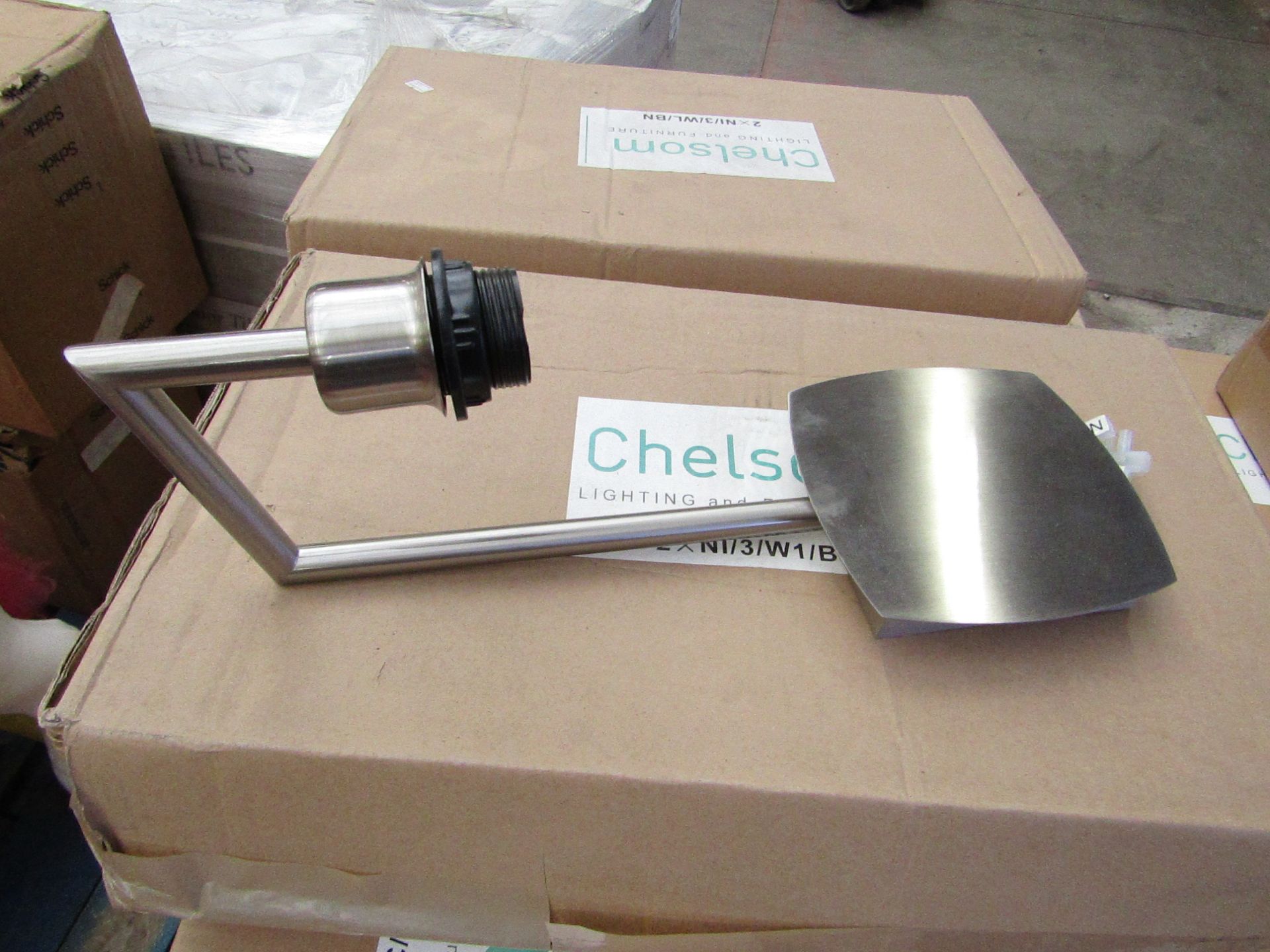 2 x Chelsom Chrome Wall Lights. New & Boxed