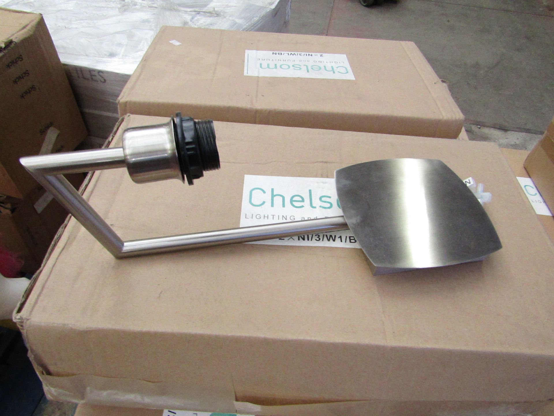 2 x Chelsom Chrome Wall Lights. New & Boxed