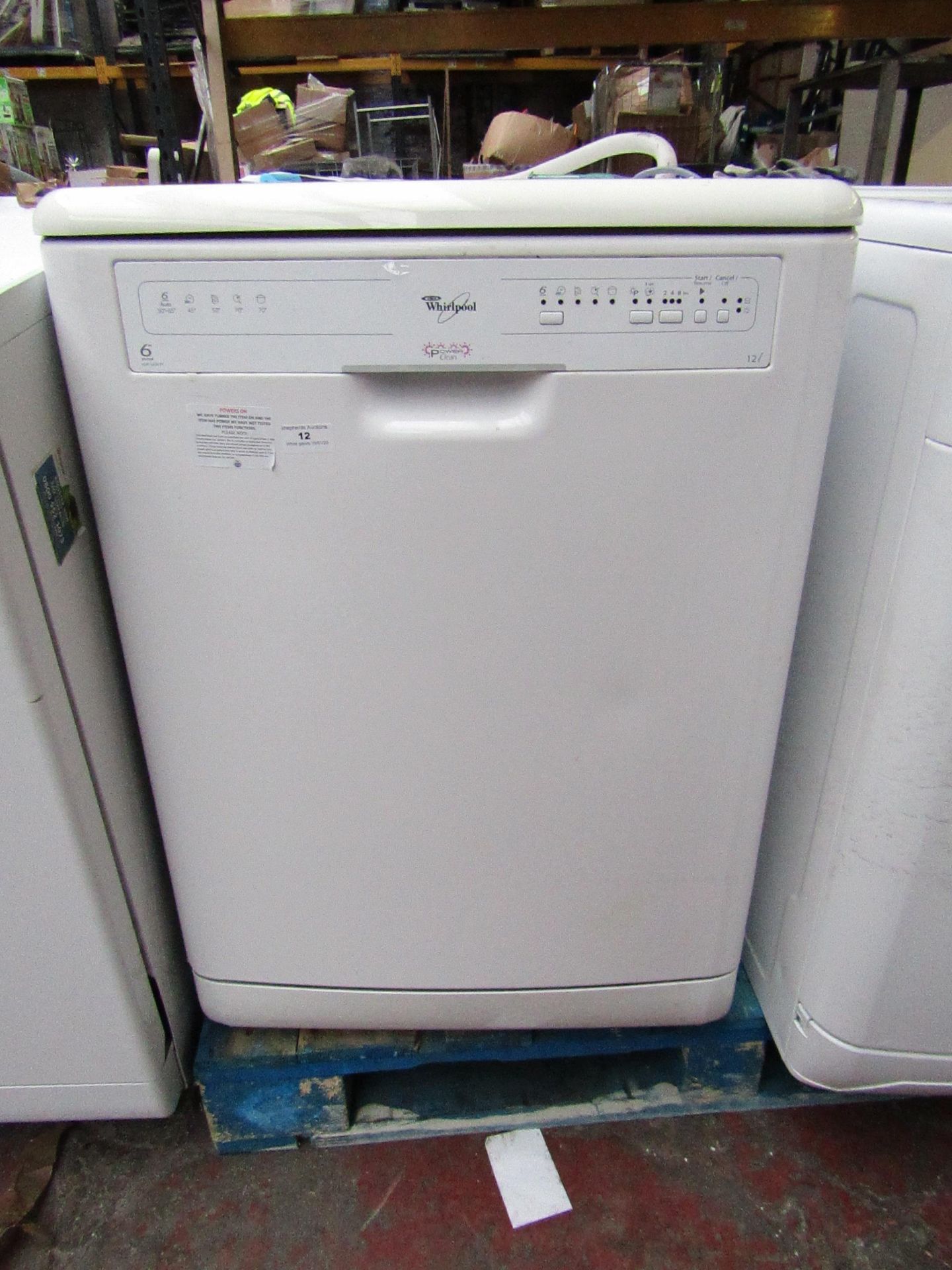 Whirlpool - ADP 5600 WH PC - 6th Sense 12L Dishwasher, White - Powers on.