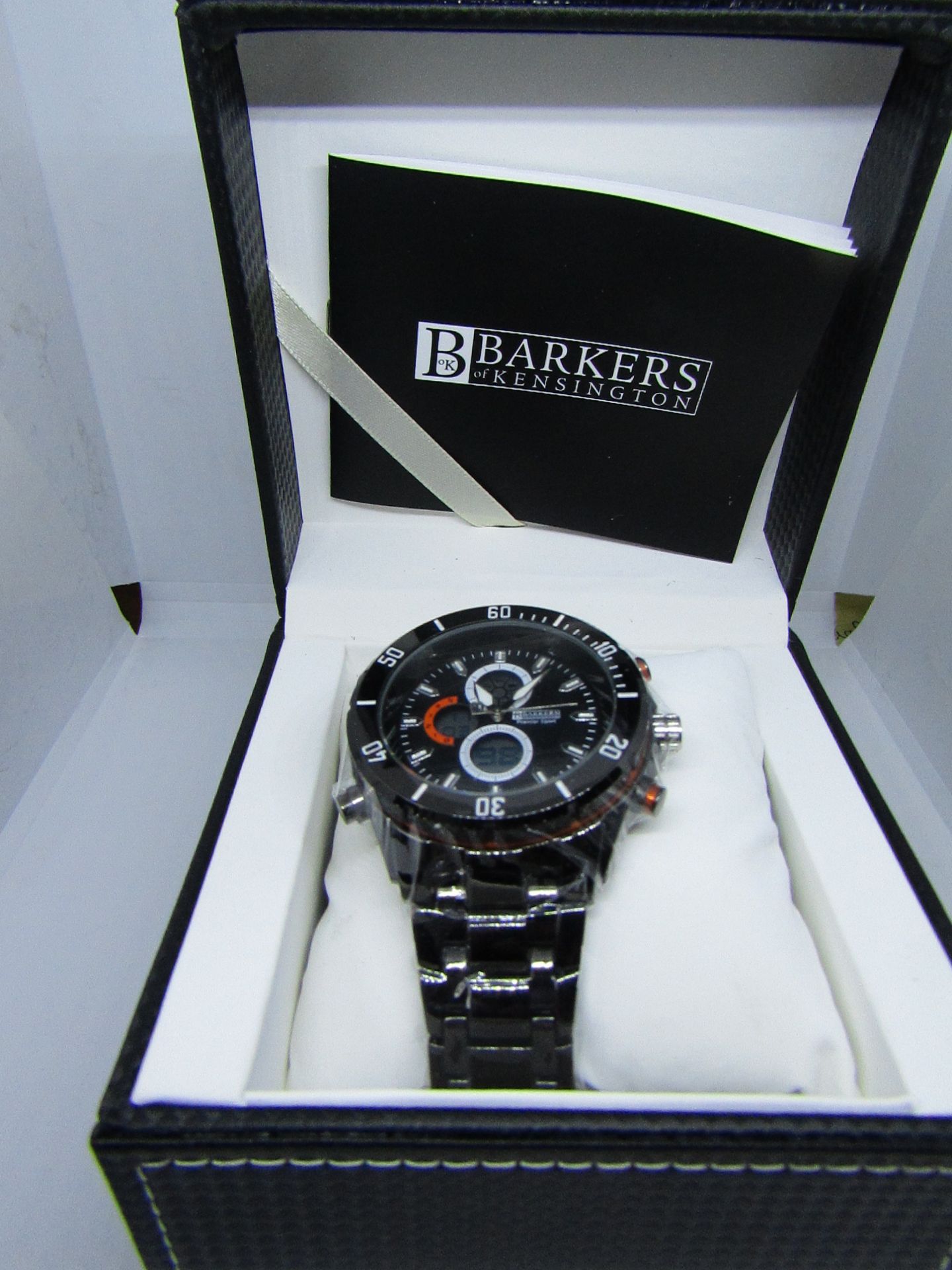 Barkers of Kensington Black Premier Sports watch, New & boxed with a 5 year warranty included