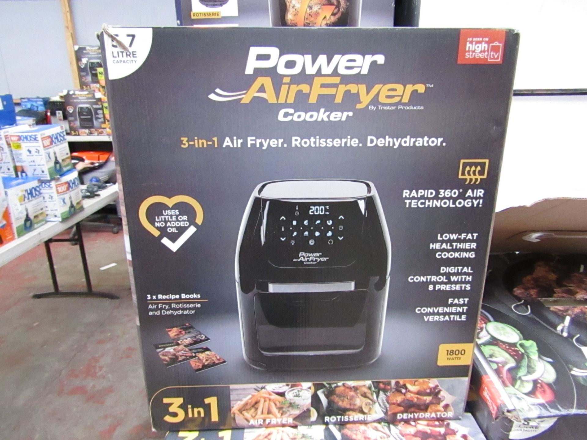 | 1X | POWER AIR FRYER 3 IN 1 5.7L | UNTESTED, BOXED AND UNCHECKED FOR ACCESSORIES | NO ONLINE RE-