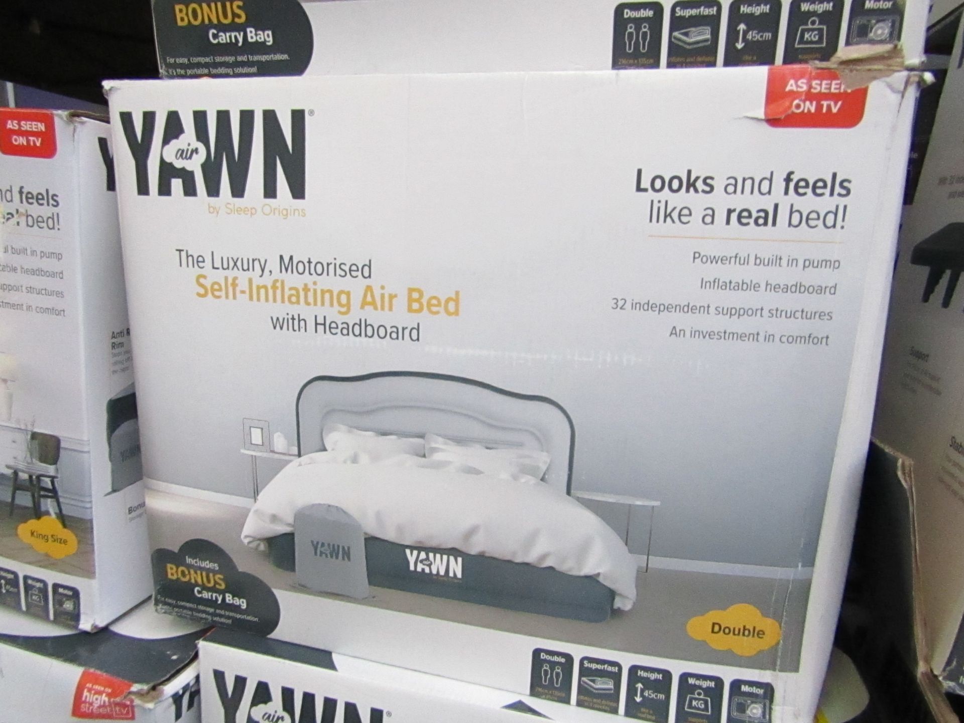 | 1X | YAWN AIR BED/DOUBLE | UNCHECKED AND BOXED | NO ONLINE RE-SALE | SKU C5060541515666 | RRP £