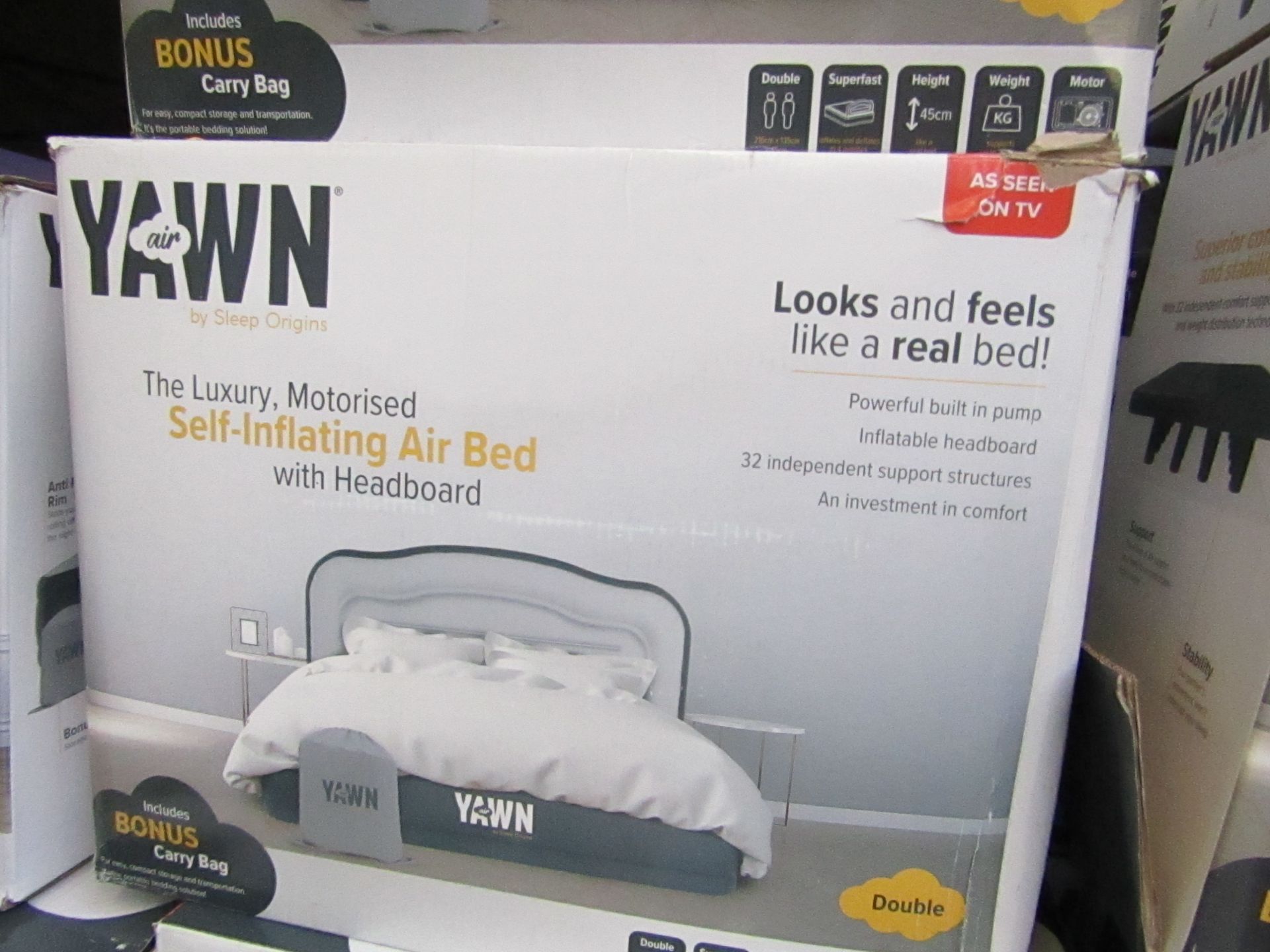 | 1X | YAWN AIR BED/DOUBLE | UNCHECKED AND BOXED | NO ONLINE RE-SALE | SKU C5060541515666 | RRP £