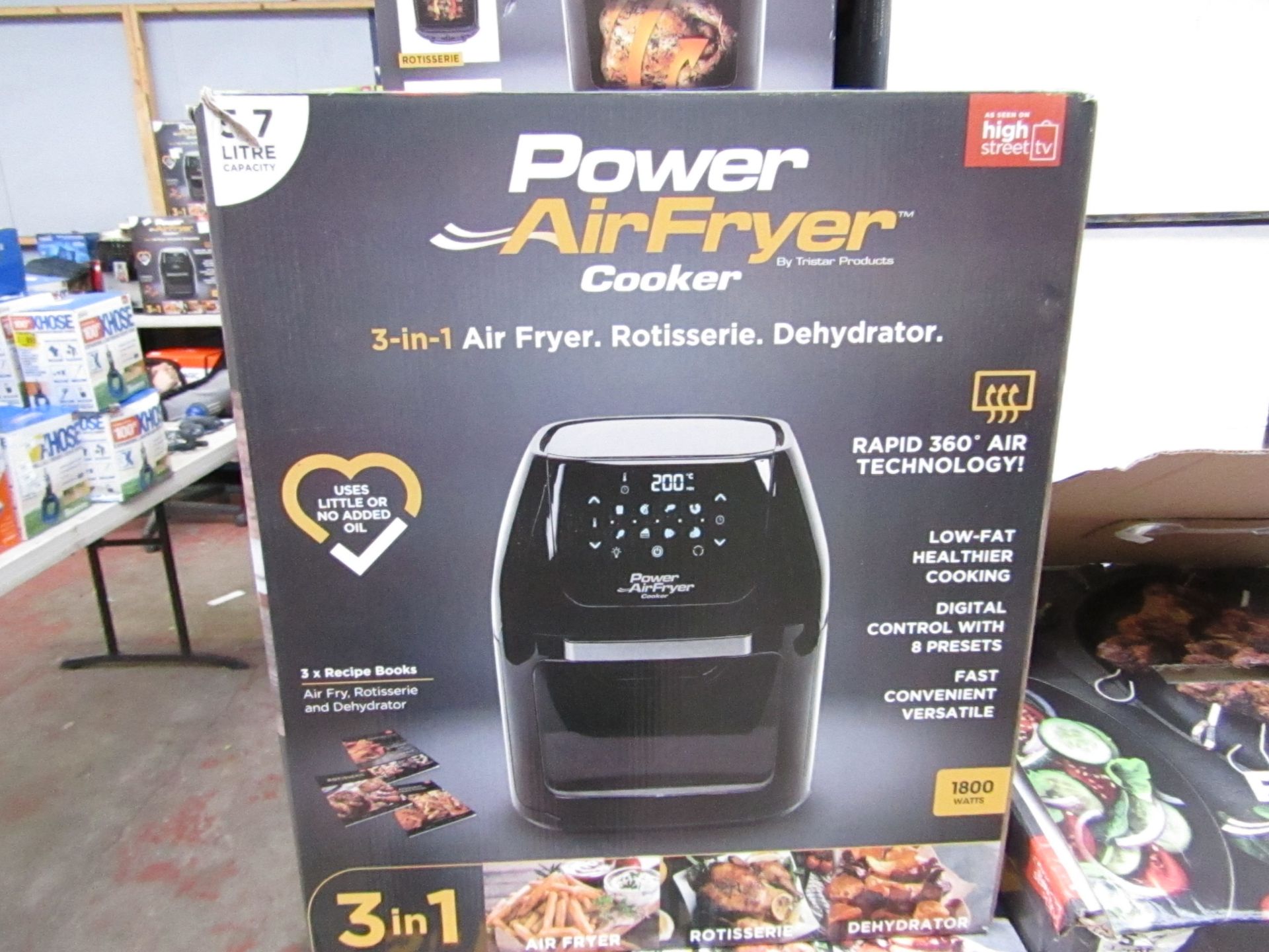 | 1X | POWER AIR FRYER 3 IN 1 5.7L | UNTESTED, BOXED AND UNCHECKED FOR ACCESSORIES | NO ONLINE RE-