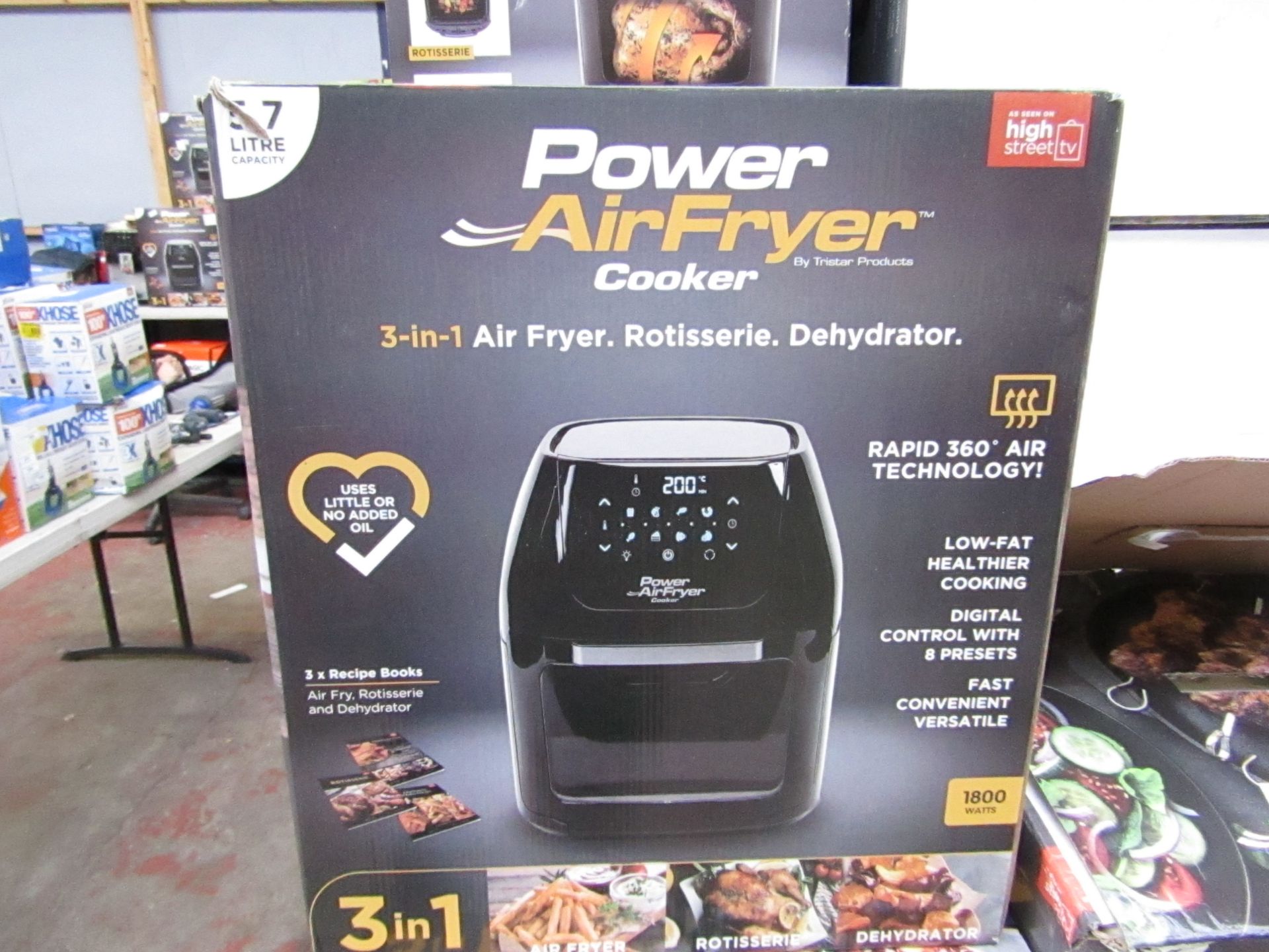 | 1X | POWER AIR FRYER 3 IN 1 5.7L | UNTESTED, BOXED AND UNCHECKED FOR ACCESSORIES | NO ONLINE RE-