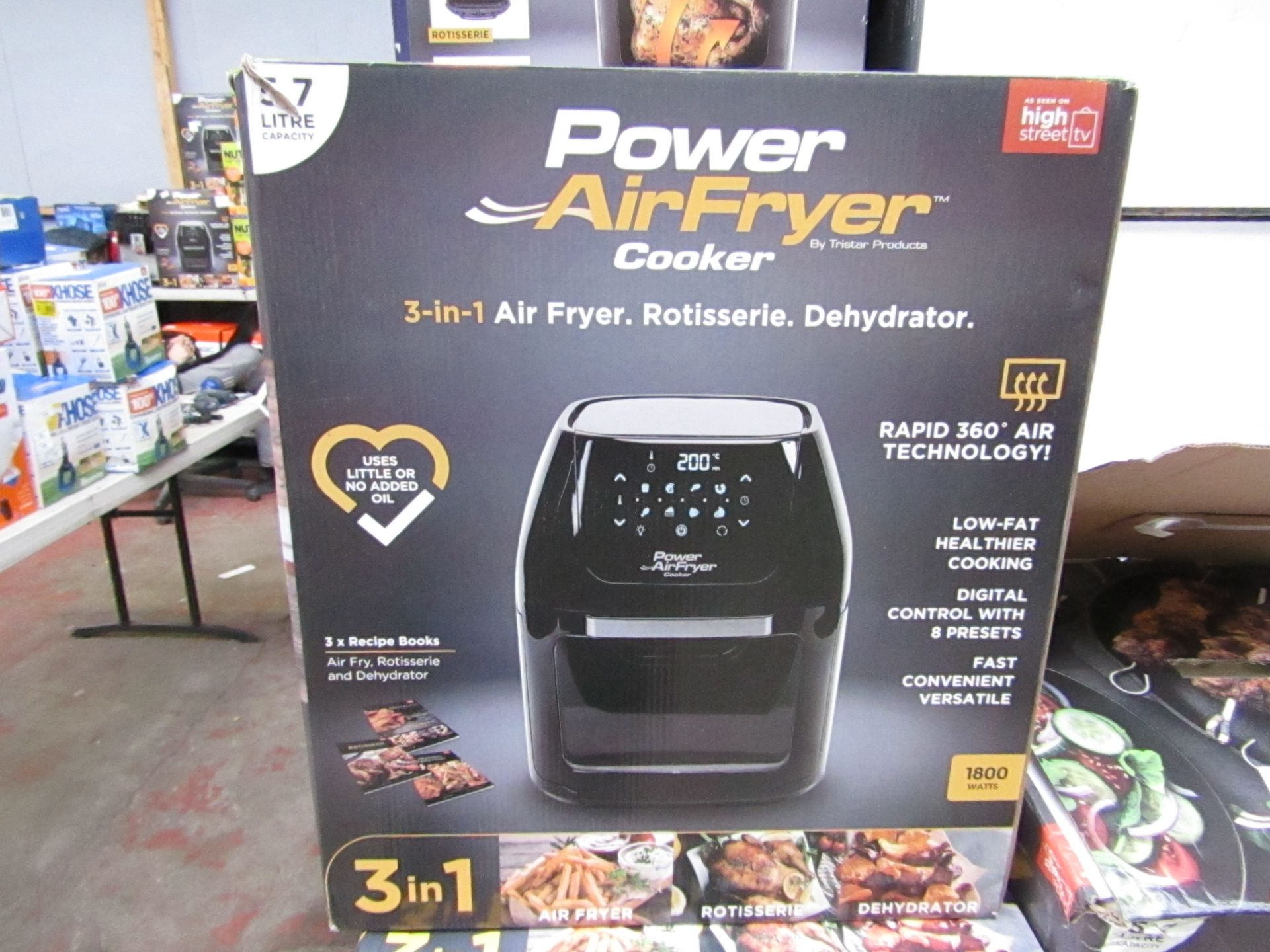 | 1X | POWER AIR FRYER 3 IN 1 5.7L | UNTESTED, BOXED AND UNCHECKED FOR ACCESSORIES | NO ONLINE RE-