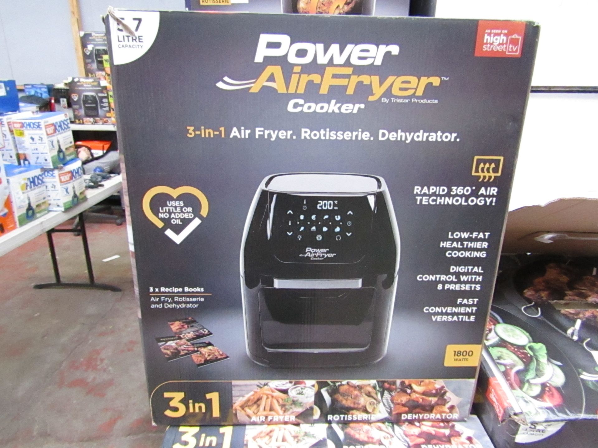 | 1X | POWER AIR FRYER 3 IN 1 5.7L | UNTESTED, BOXED AND UNCHECKED FOR ACCESSORIES | NO ONLINE RE-