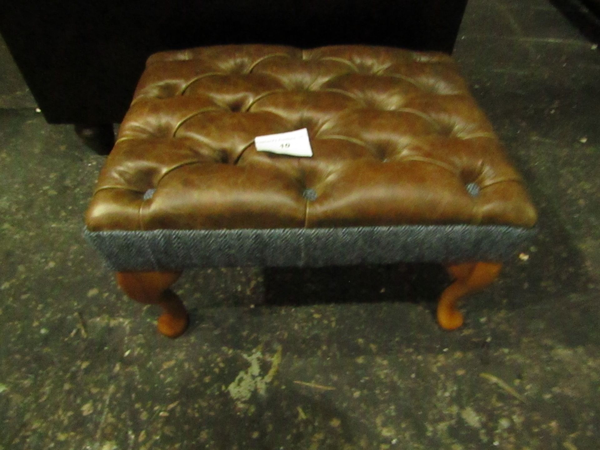 Fabric and leather foot stool, Ex display.