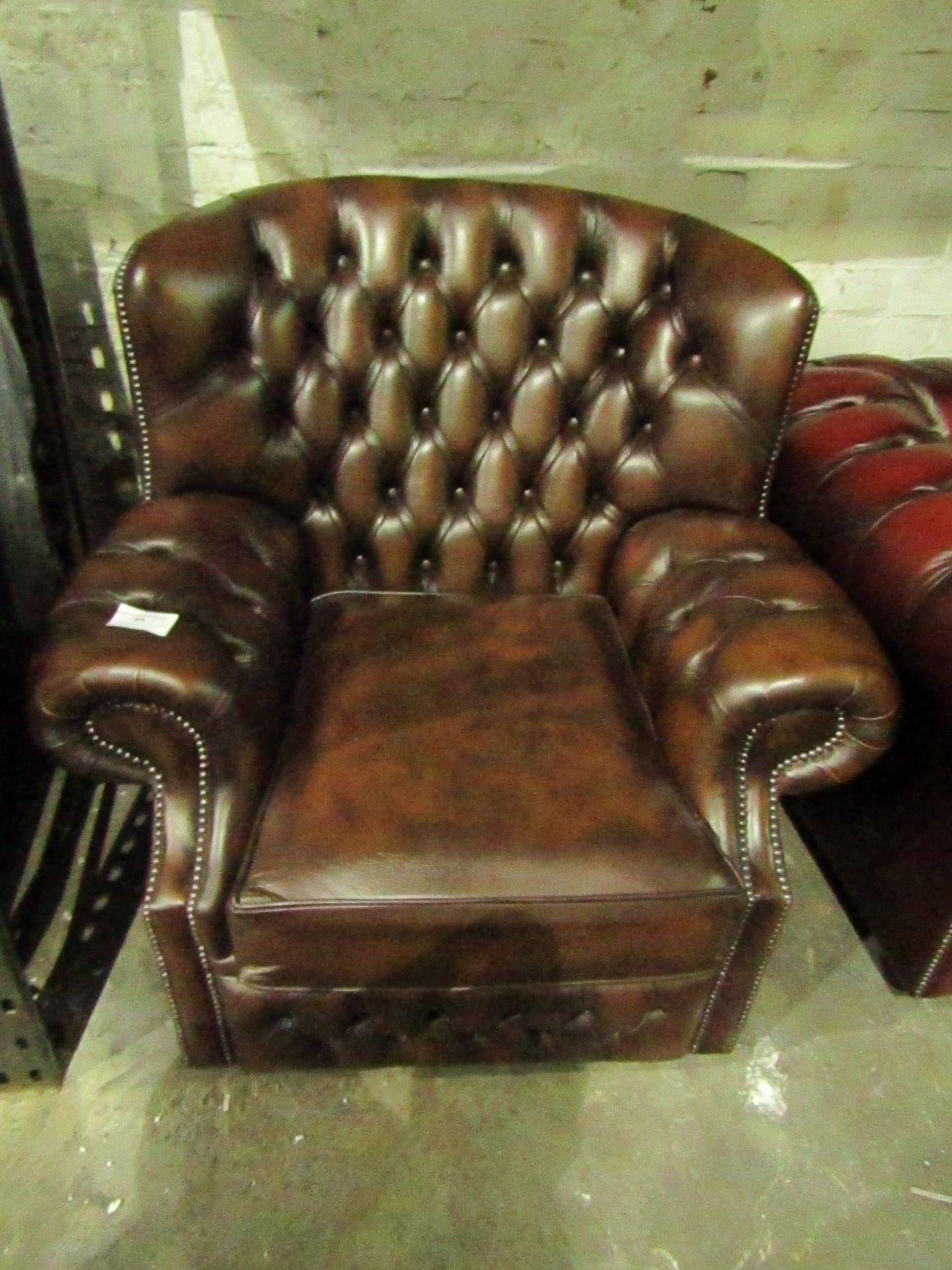 High Back Leather arm chair, Ex display.