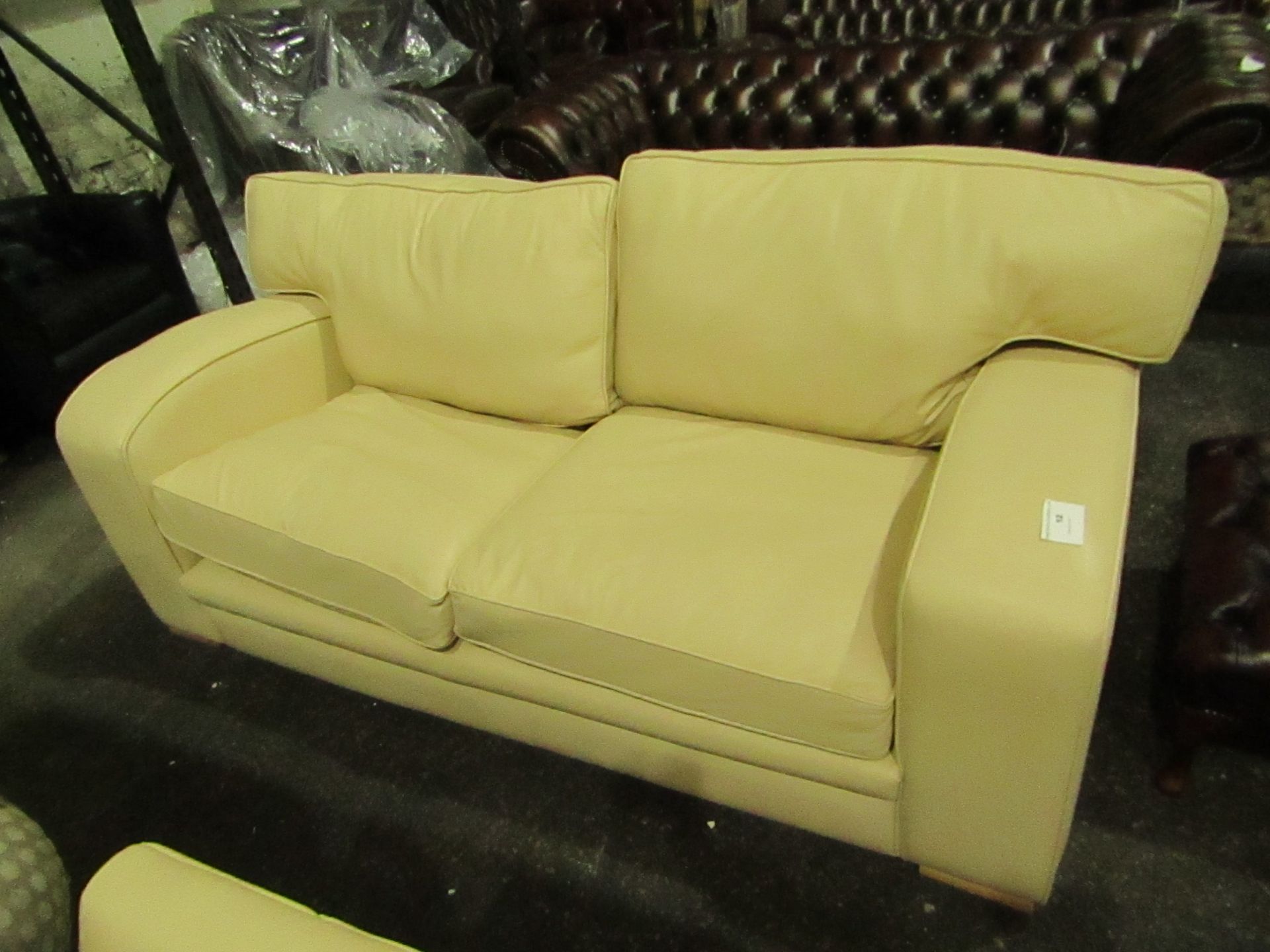 3 Seater Cream leather Sofa, Ex display.