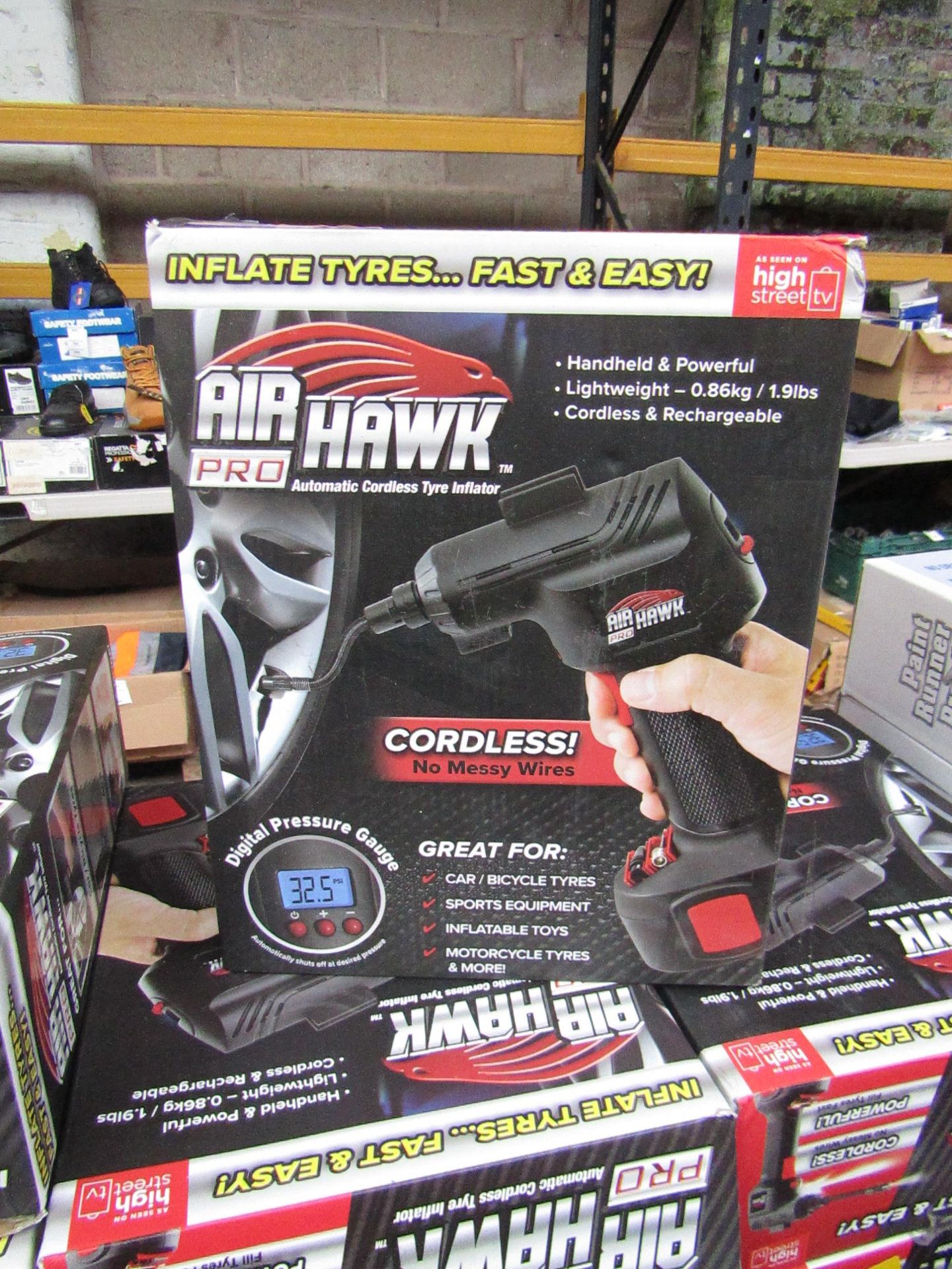 | 1x | Air Hawk Pro Cordless hand held compressor | tested working and boxed | no online re-sale |