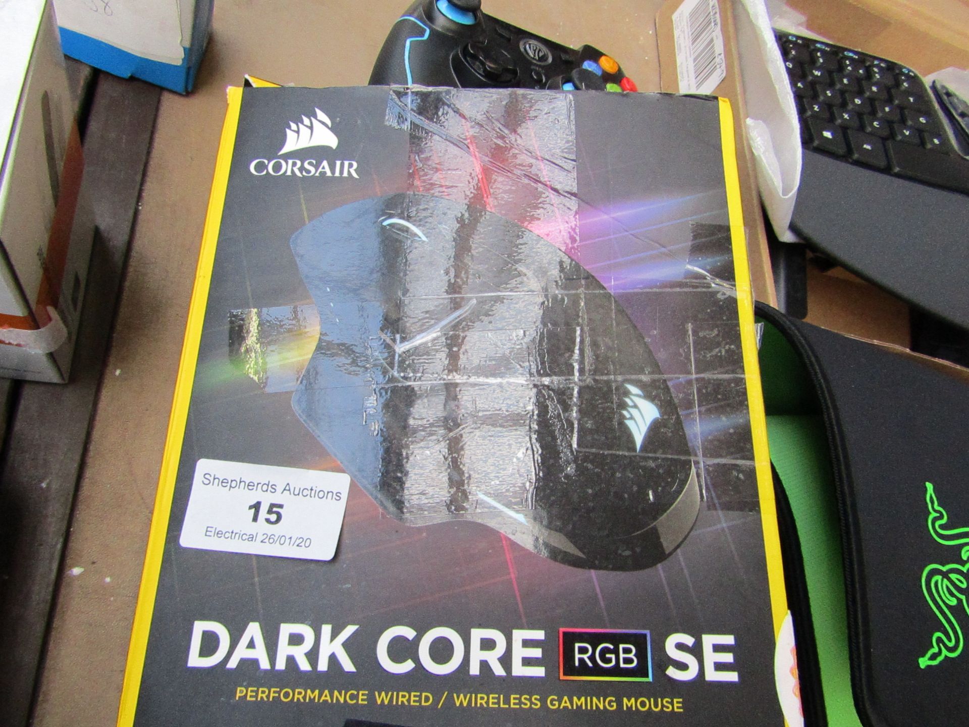 Corsair dark core RGB SE gaming mouse, untested and boxed.