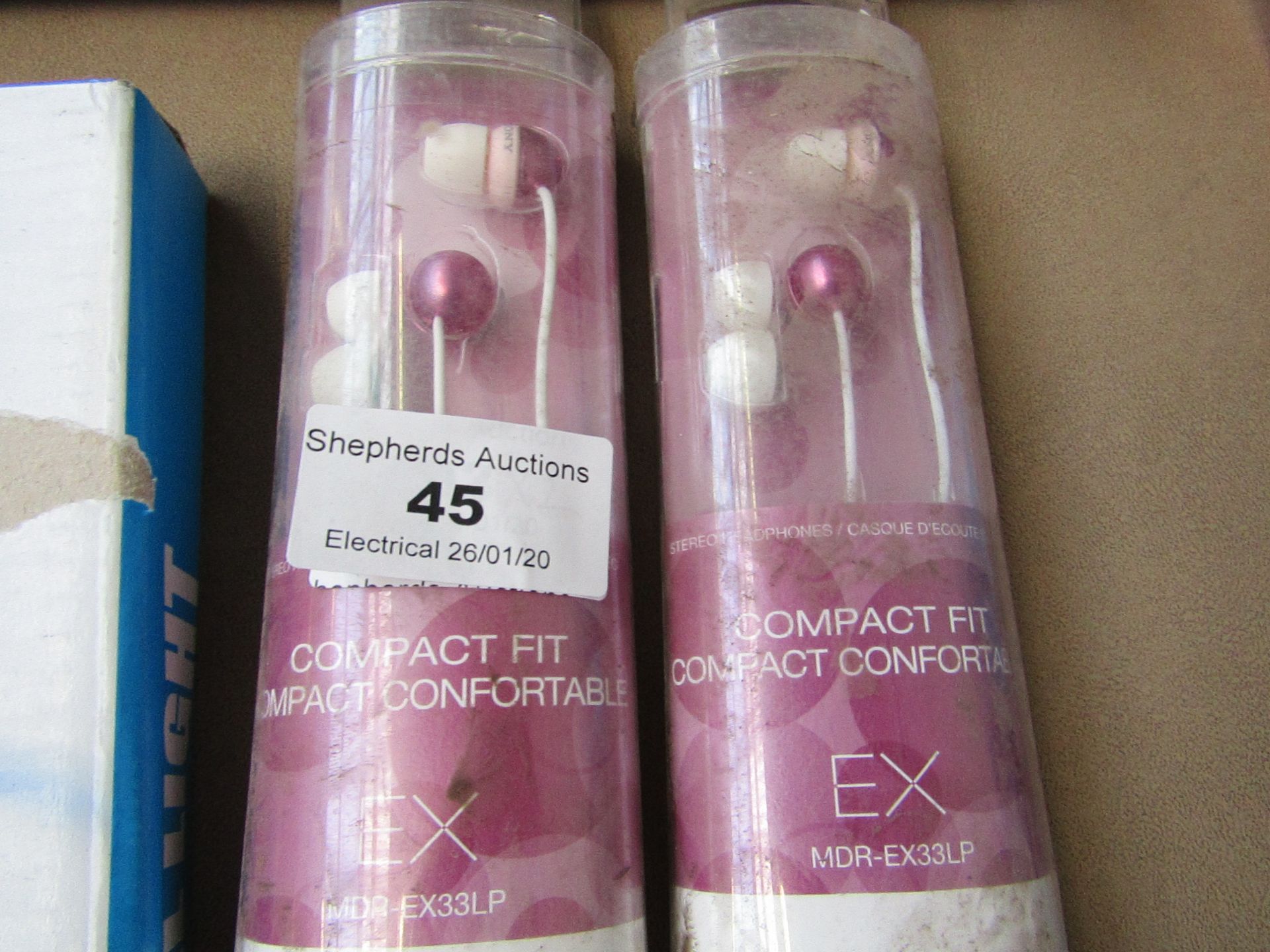 2X SONY - Earphones (pink) - packaged.