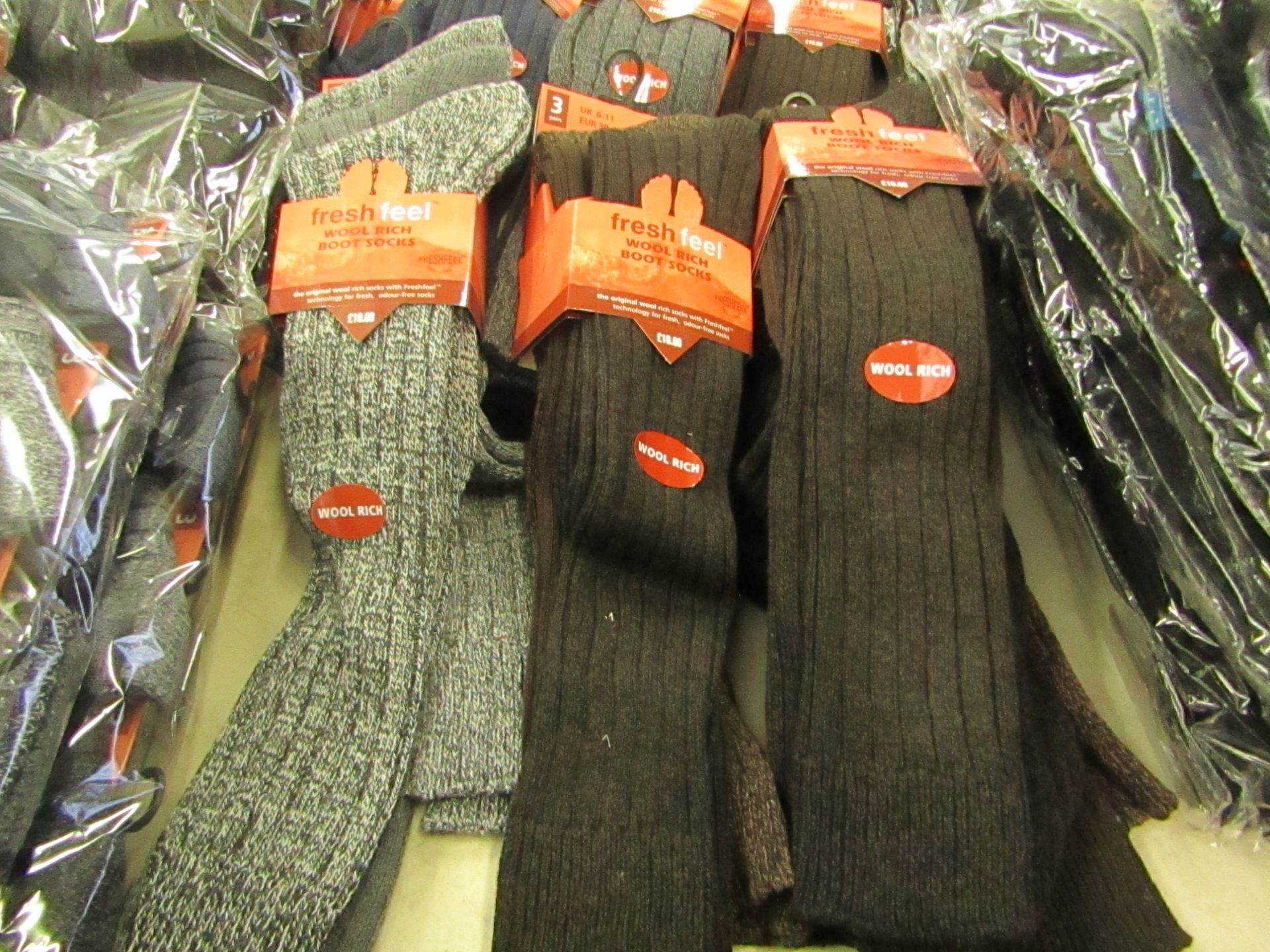 6 X Pairs of Rich Wool Boot Socks size 6-11 new in packaging