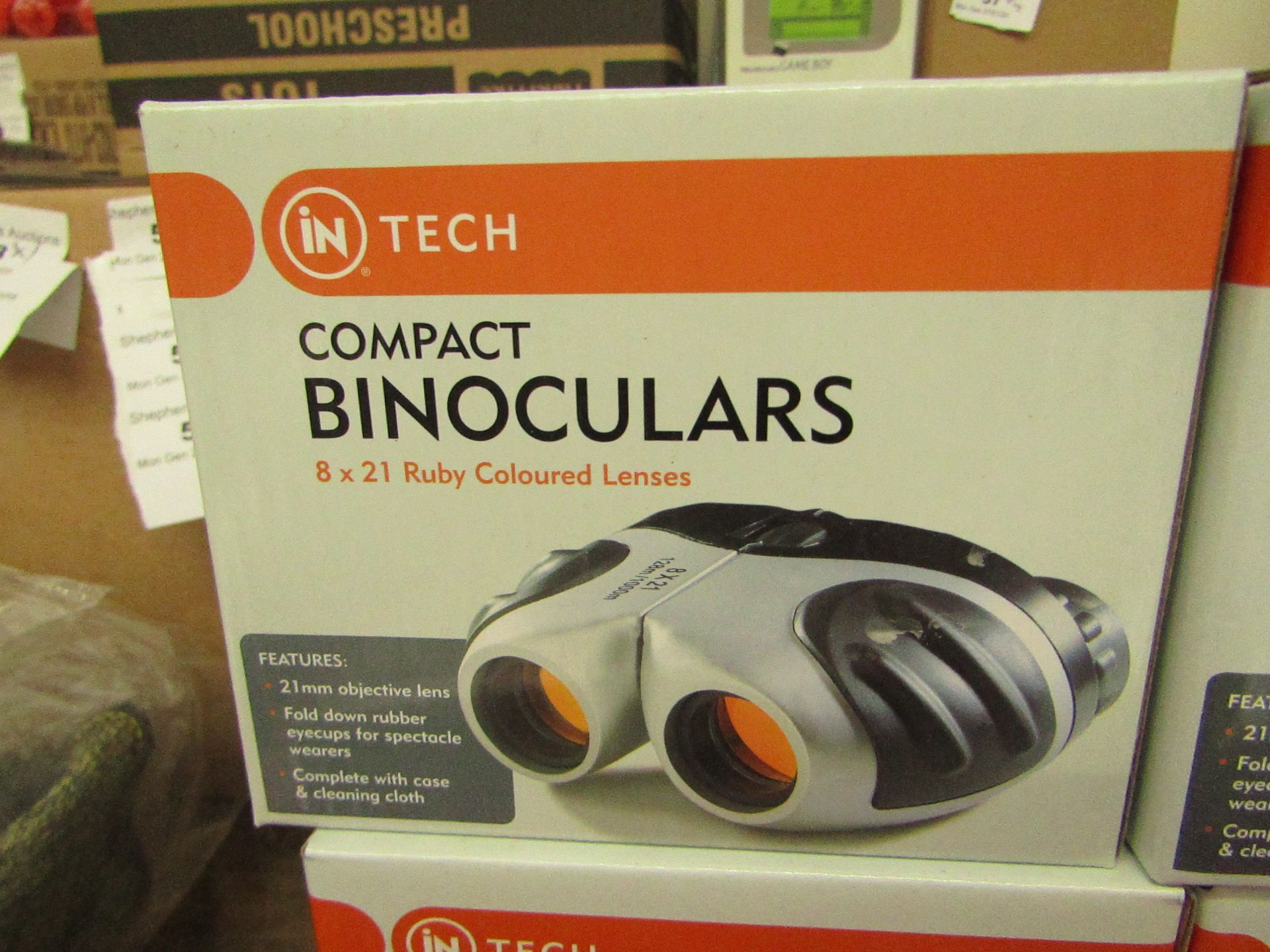 InTech Compact Binoculars. 8 x 21 Ruby Coloured Lenses. RRP £31.99 on ebay New & Boxed